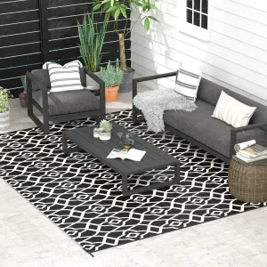 Outsunny Reversible Outdoor Rug. 9' x 12' Waterproof Plastic Straw Floor Mat. Portable RV Camping Carpet