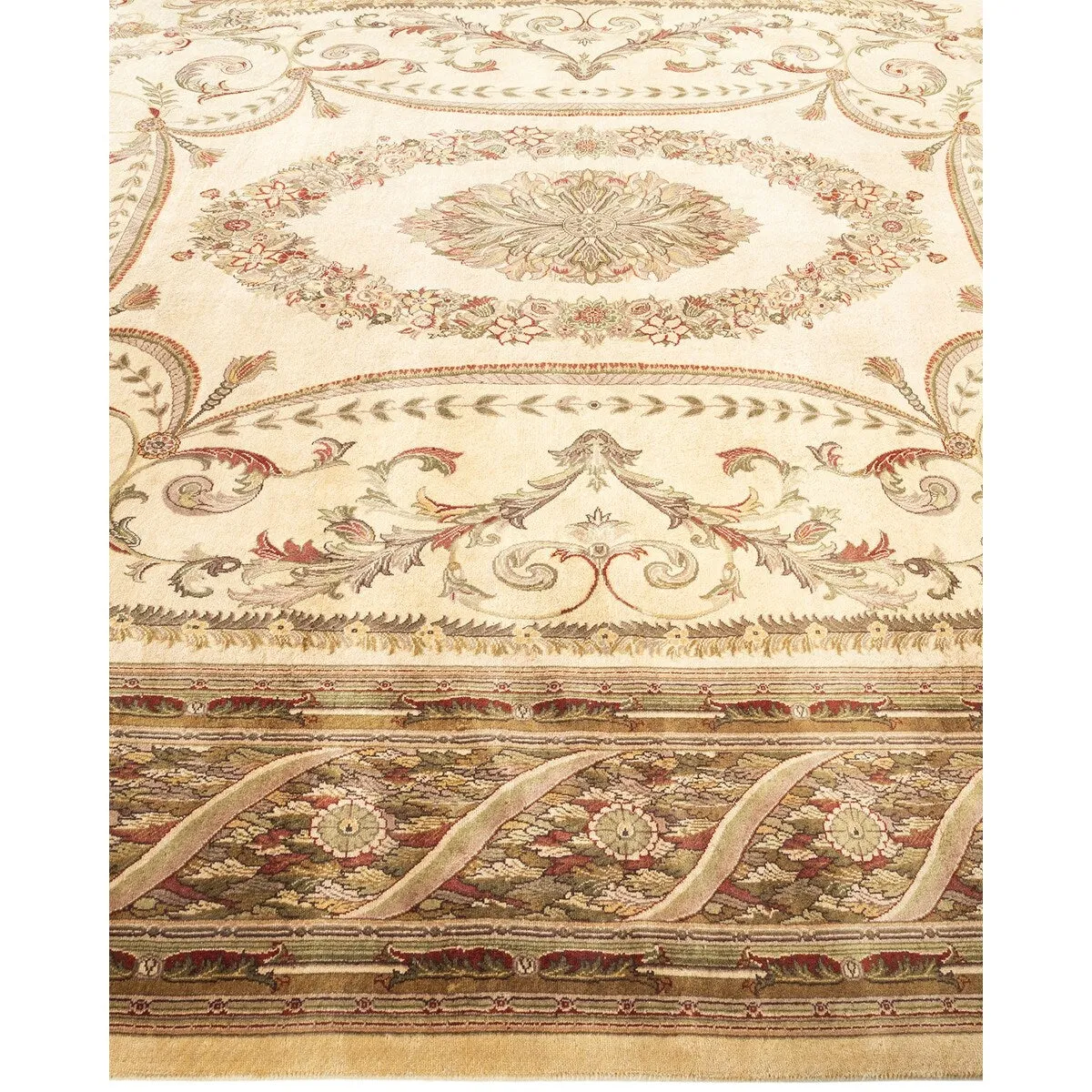 Overton Hand Knotted Wool Vintage Inspired Traditional Mogul Ivory Area Rug - 8 x 10