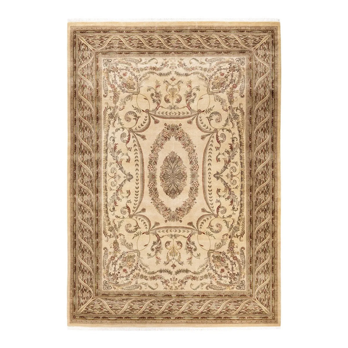 Overton Hand Knotted Wool Vintage Inspired Traditional Mogul Ivory Area Rug - 8 x 10