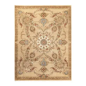 Overton Hand Knotted Wool Vintage Inspired Traditional Mogul Yellow Area Rug - 8 x 10
