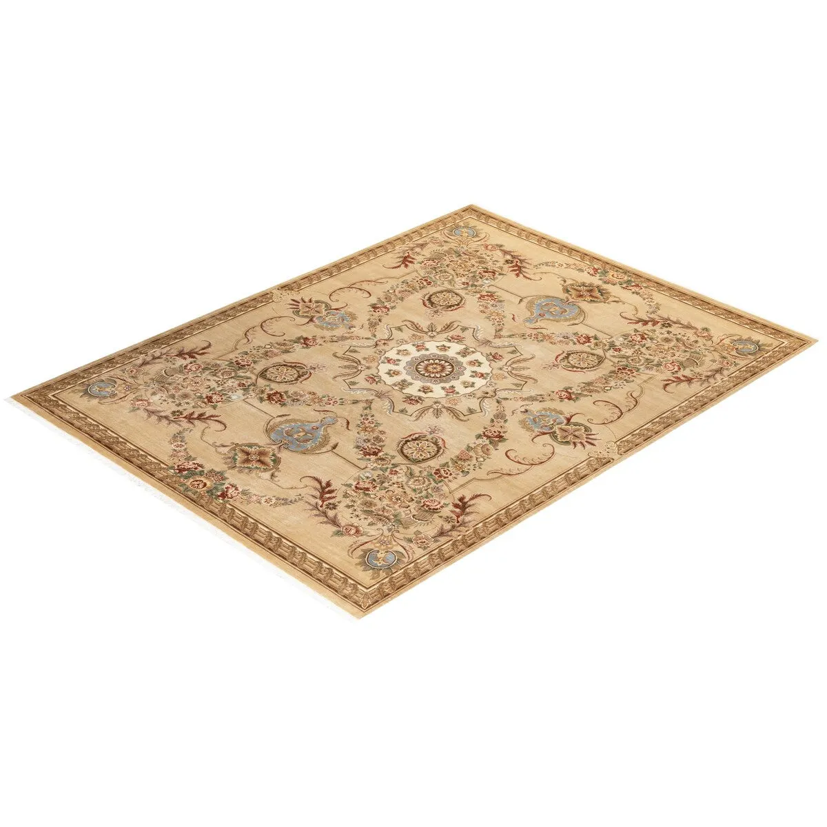 Overton Hand Knotted Wool Vintage Inspired Traditional Mogul Yellow Area Rug - 8 x 10
