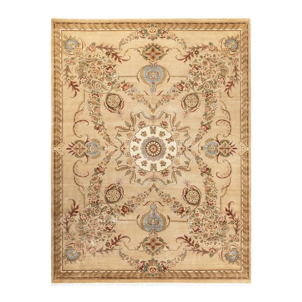 Overton Hand Knotted Wool Vintage Inspired Traditional Mogul Yellow Area Rug - 8 x 10