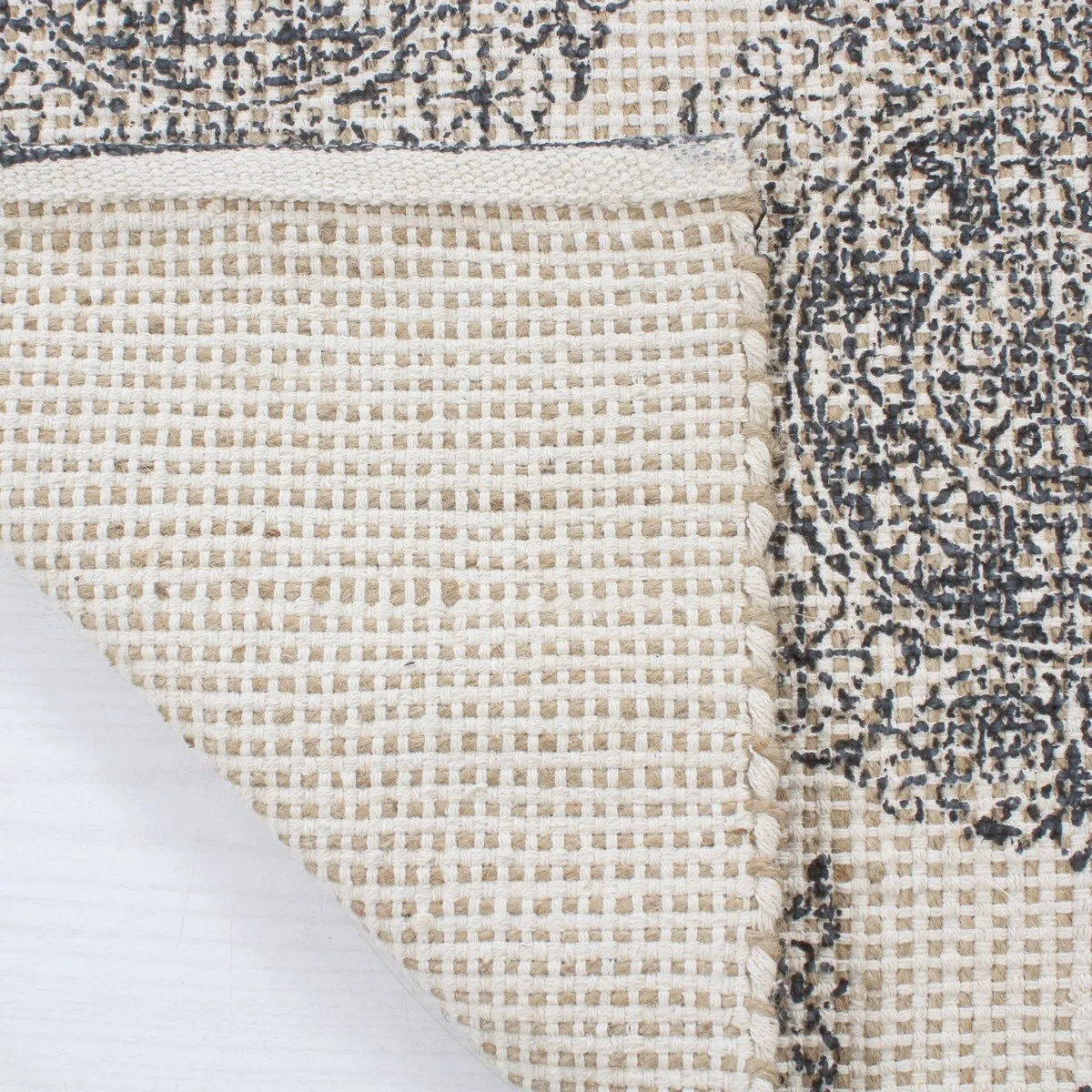 Patina Vie Maison Hand Woven Boho Cotton and Jute Rug