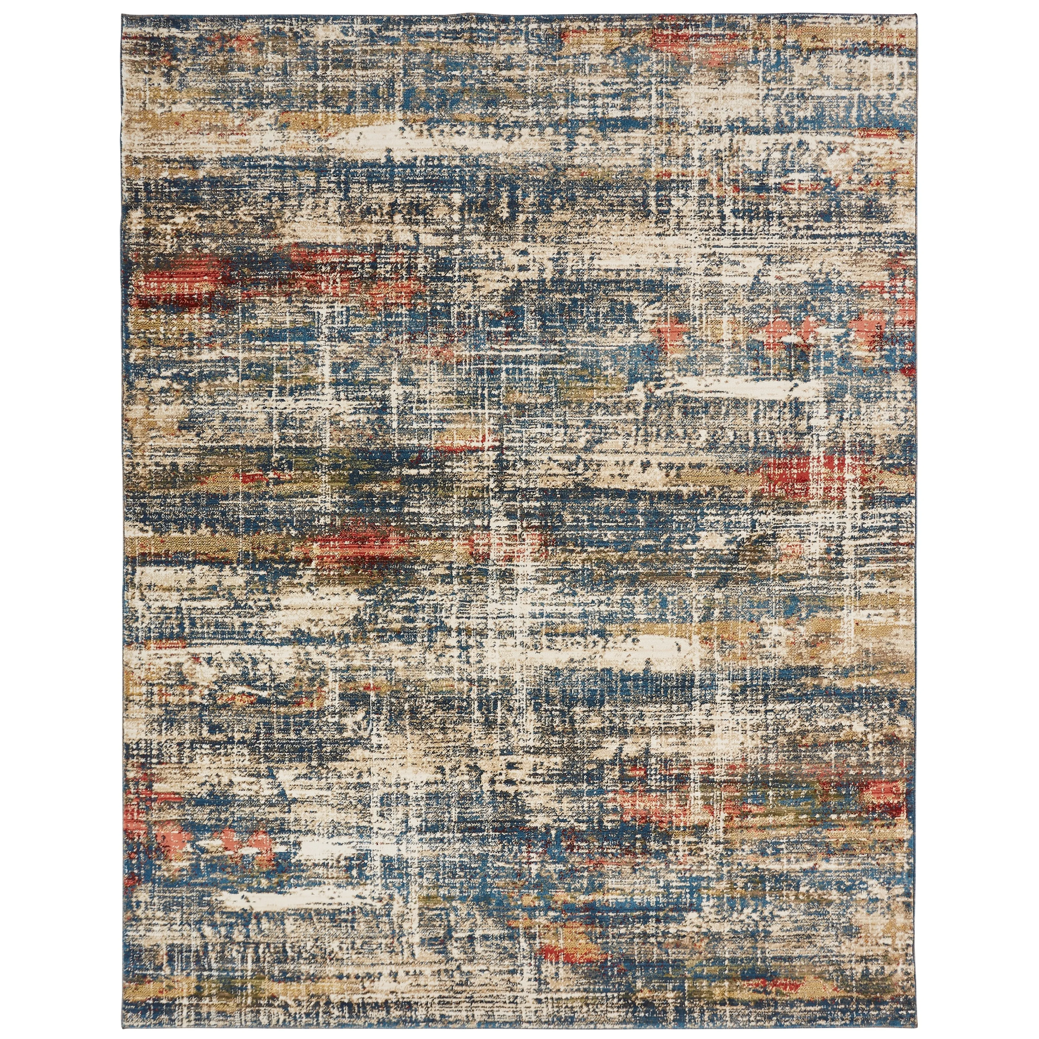 Porch & Den Hoffman Distressed Blue Abstract Area Rug