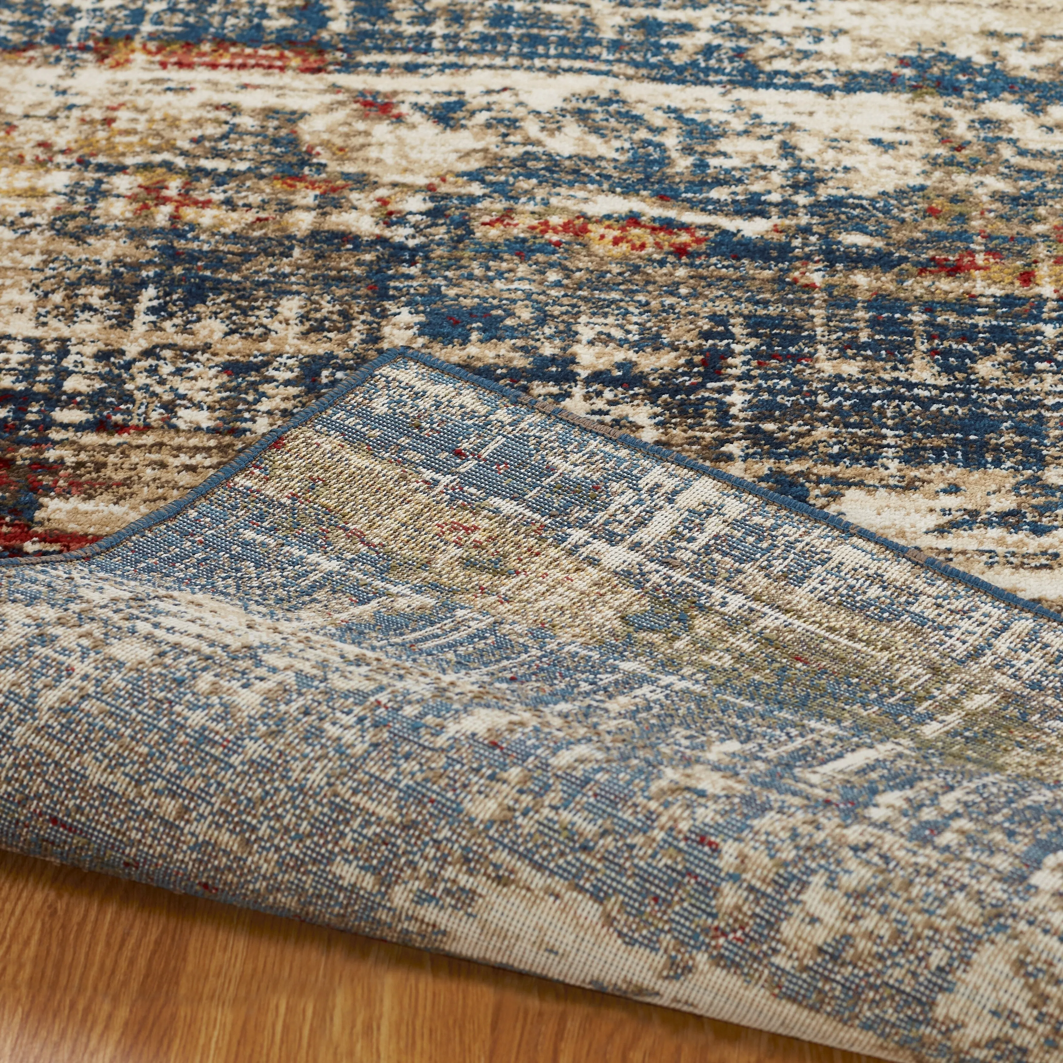 Porch & Den Hoffman Distressed Blue Abstract Area Rug