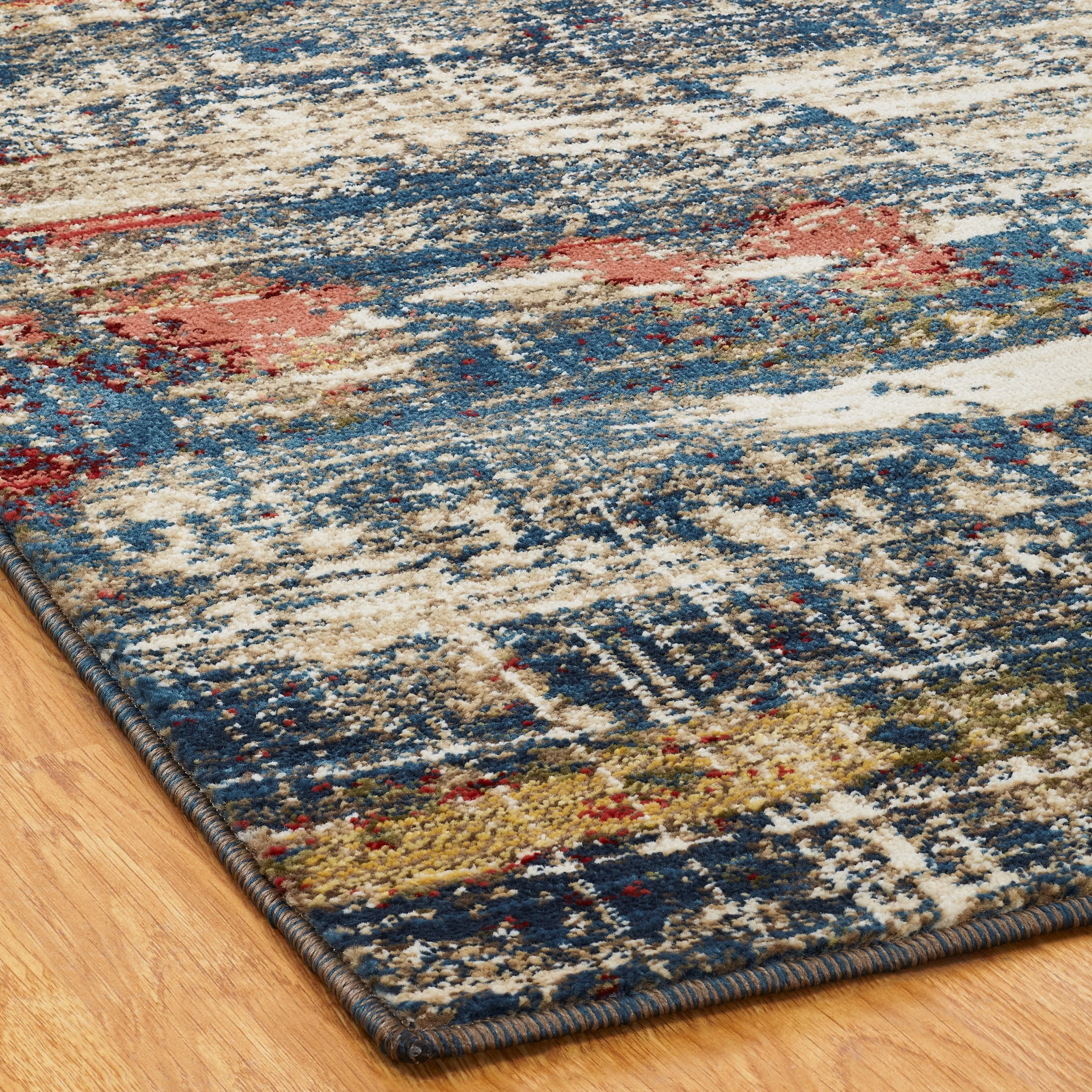 Porch & Den Hoffman Distressed Blue Abstract Area Rug