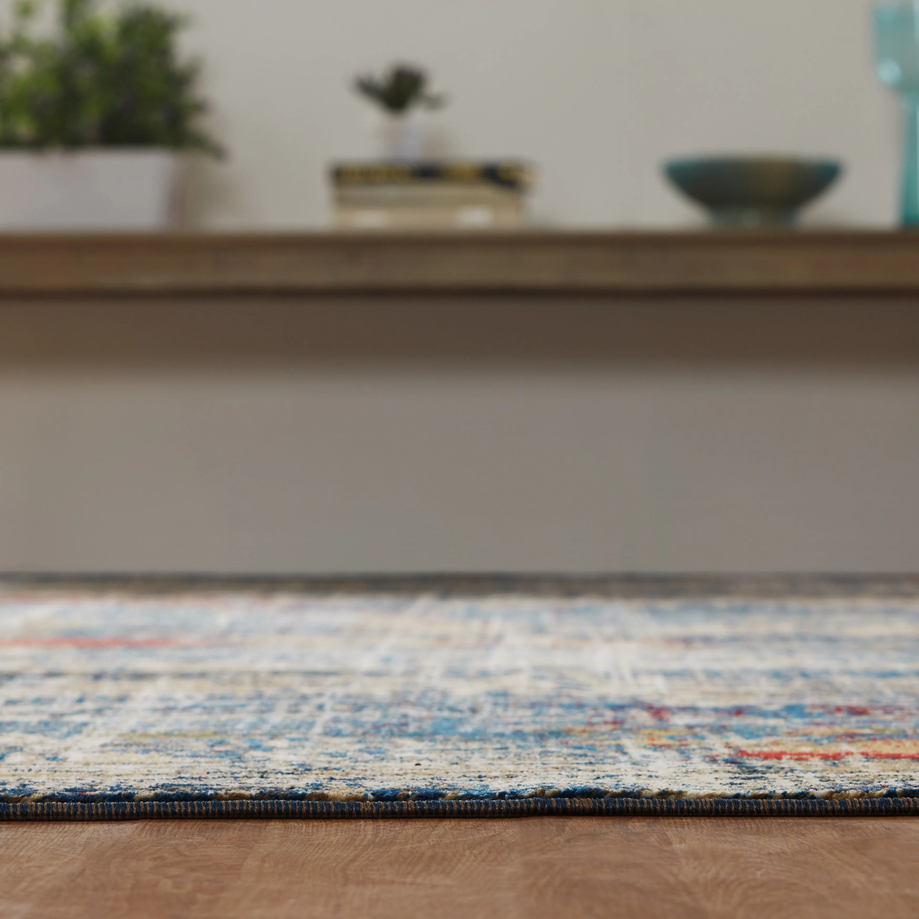 Porch & Den Hoffman Distressed Blue Abstract Area Rug