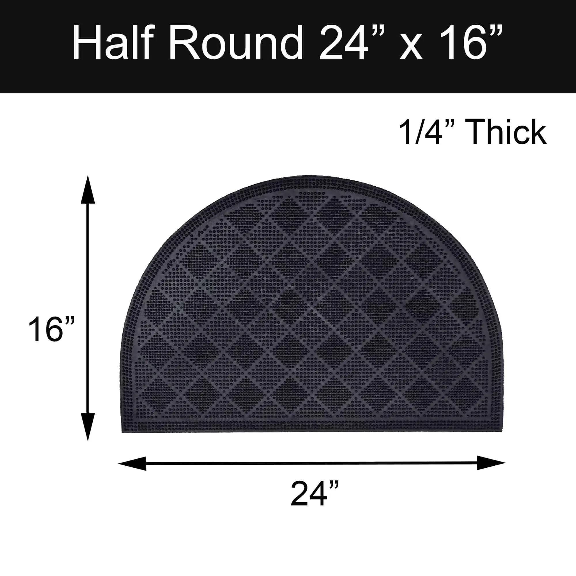 Premium Outdoor Half Round Door Mat 24x16 - Drew Checkerboard Design