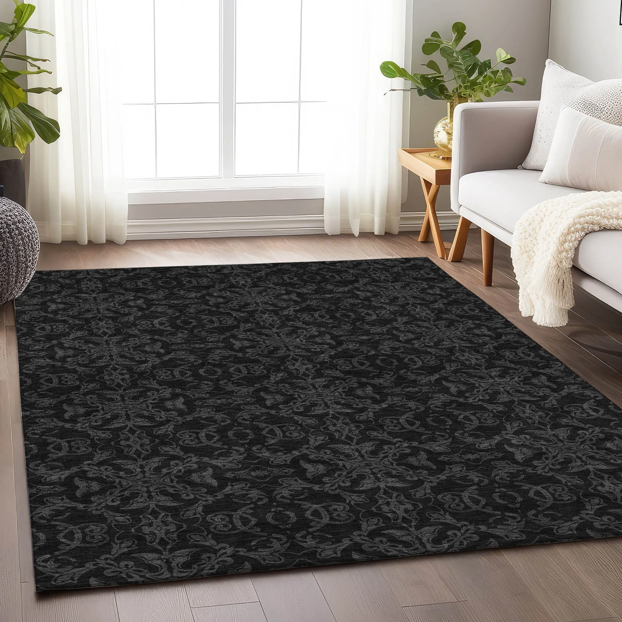 Premium Washable Super Soft Dark Traditional Mayfield Rug