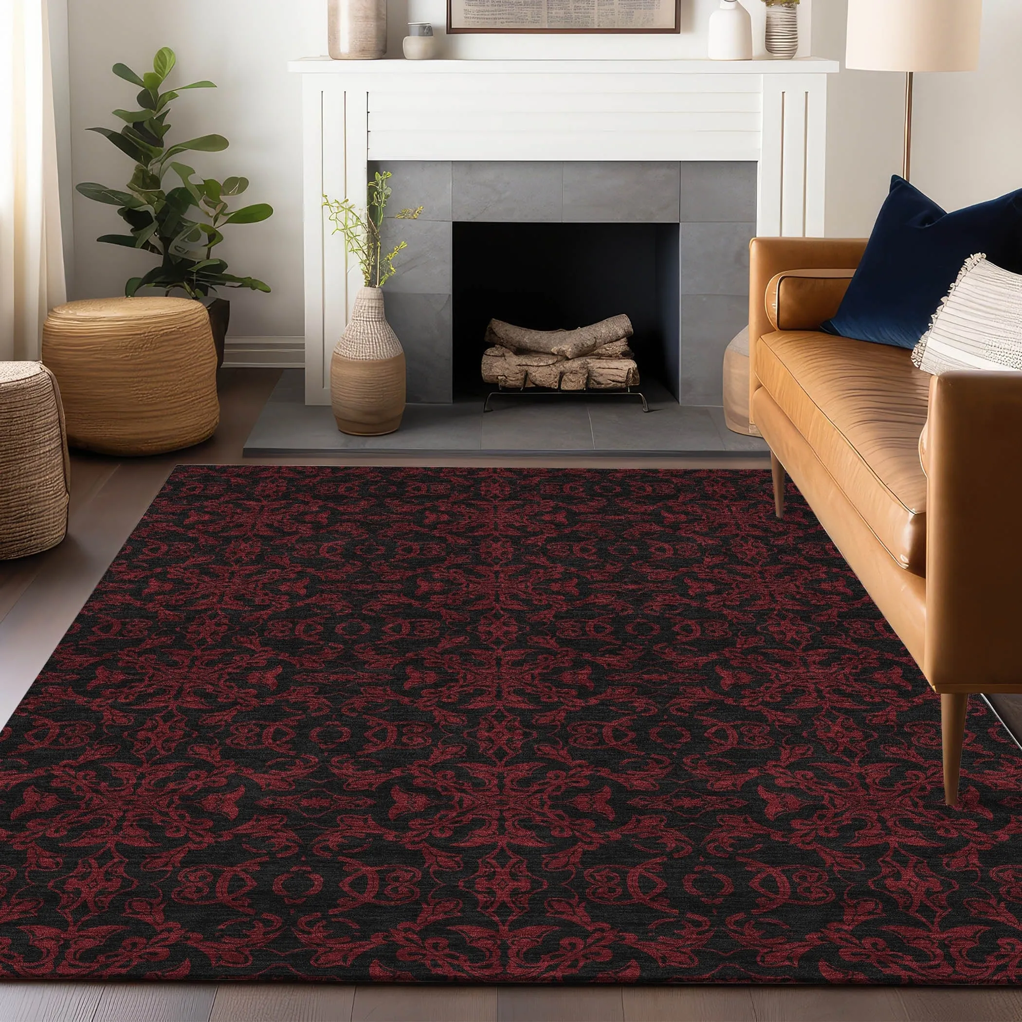 Premium Washable Super Soft Dark Traditional Mayfield Rug
