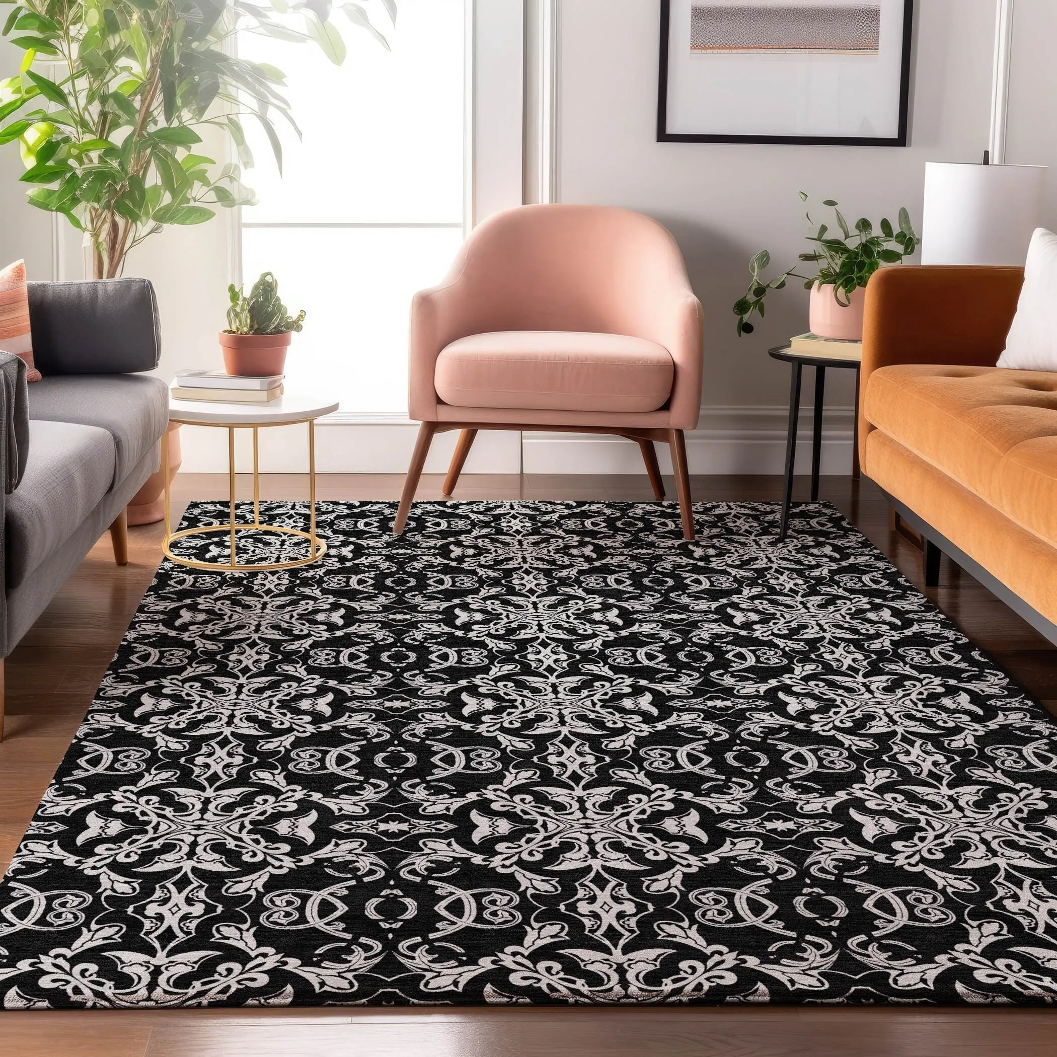 Premium Washable Super Soft Dark Traditional Mayfield Rug