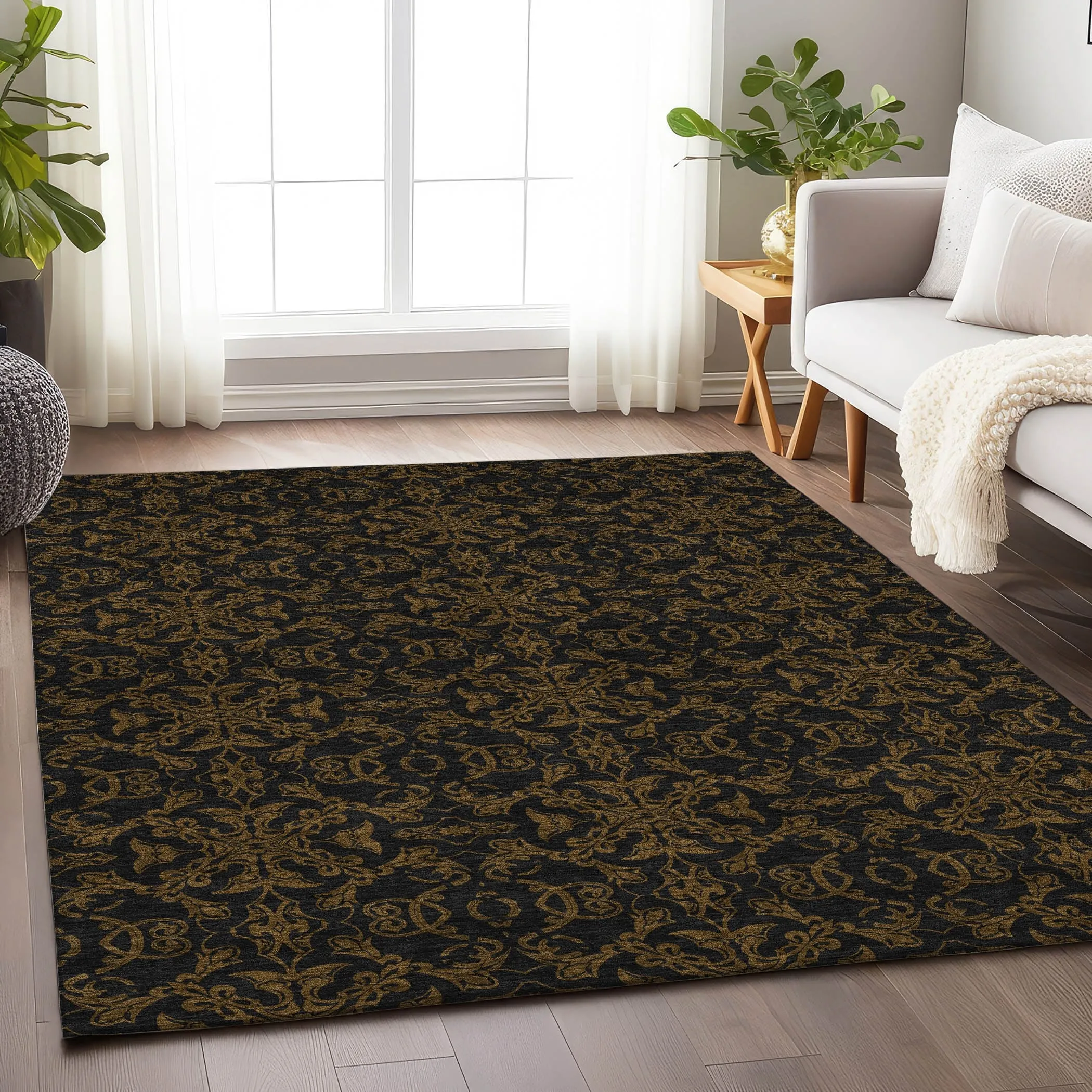 Premium Washable Super Soft Dark Traditional Mayfield Rug