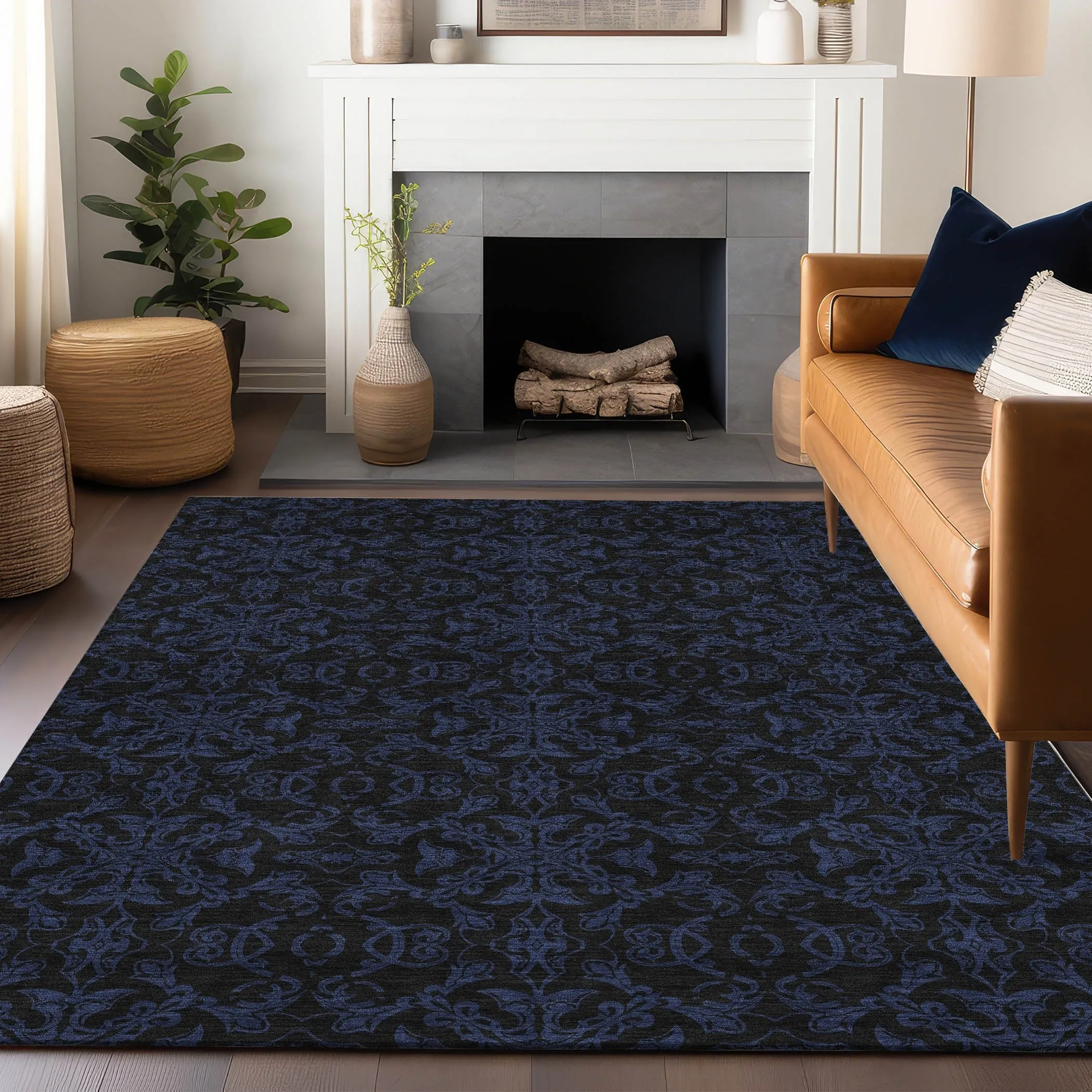 Premium Washable Super Soft Dark Traditional Mayfield Rug