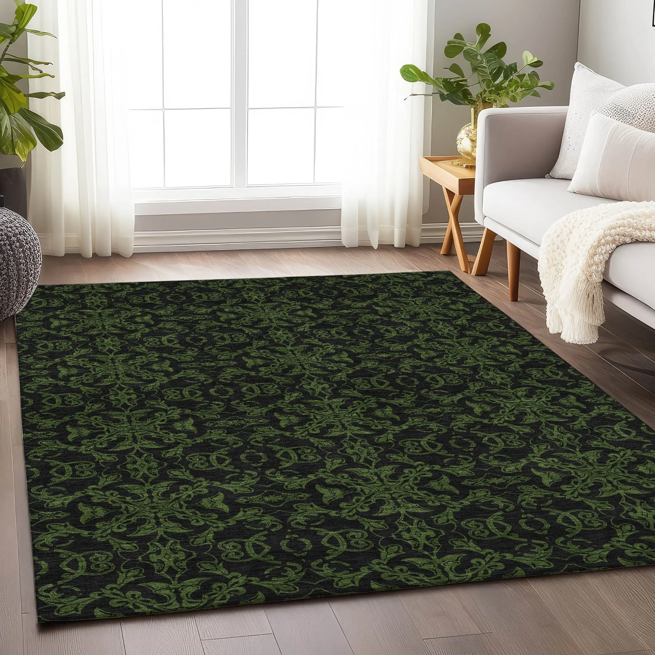 Premium Washable Super Soft Dark Traditional Mayfield Rug