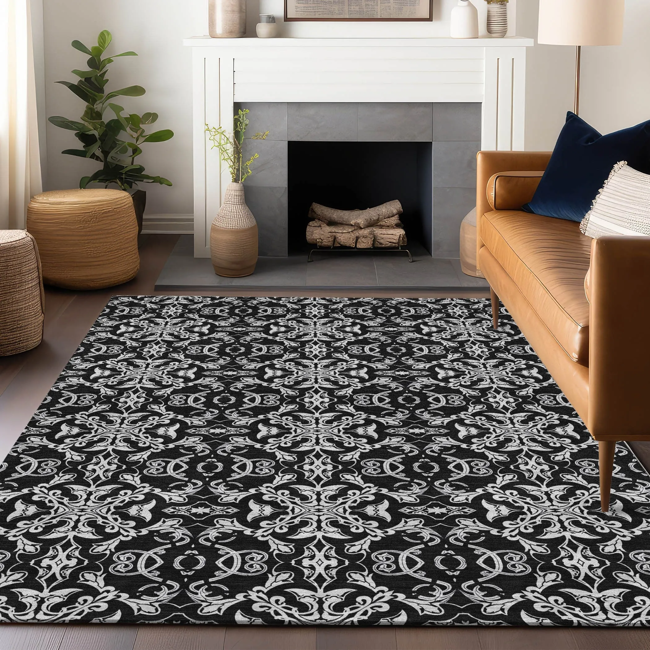 Premium Washable Super Soft Dark Traditional Mayfield Rug