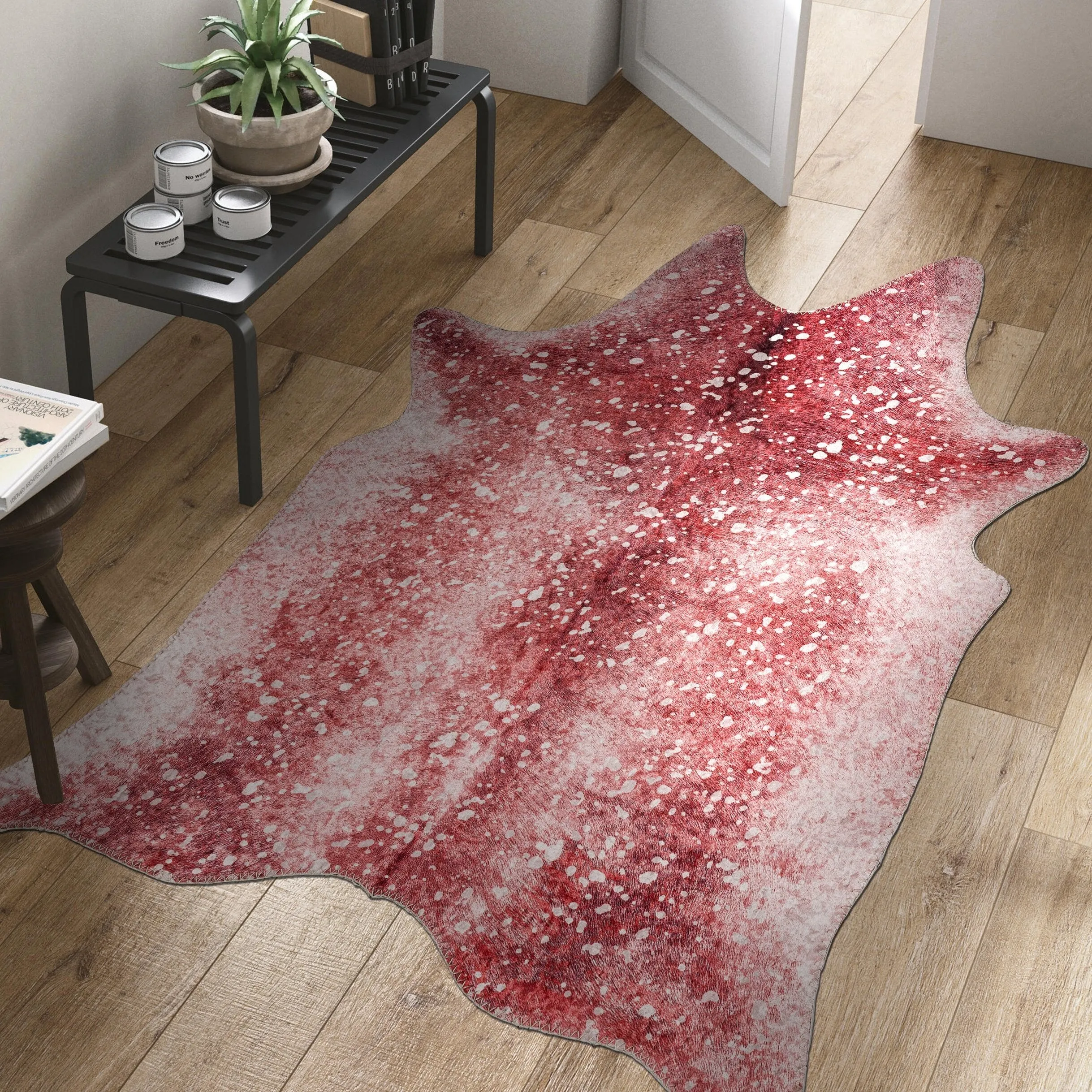 Rio Collection Faux Cowhide Printed Rug with Foil Accents