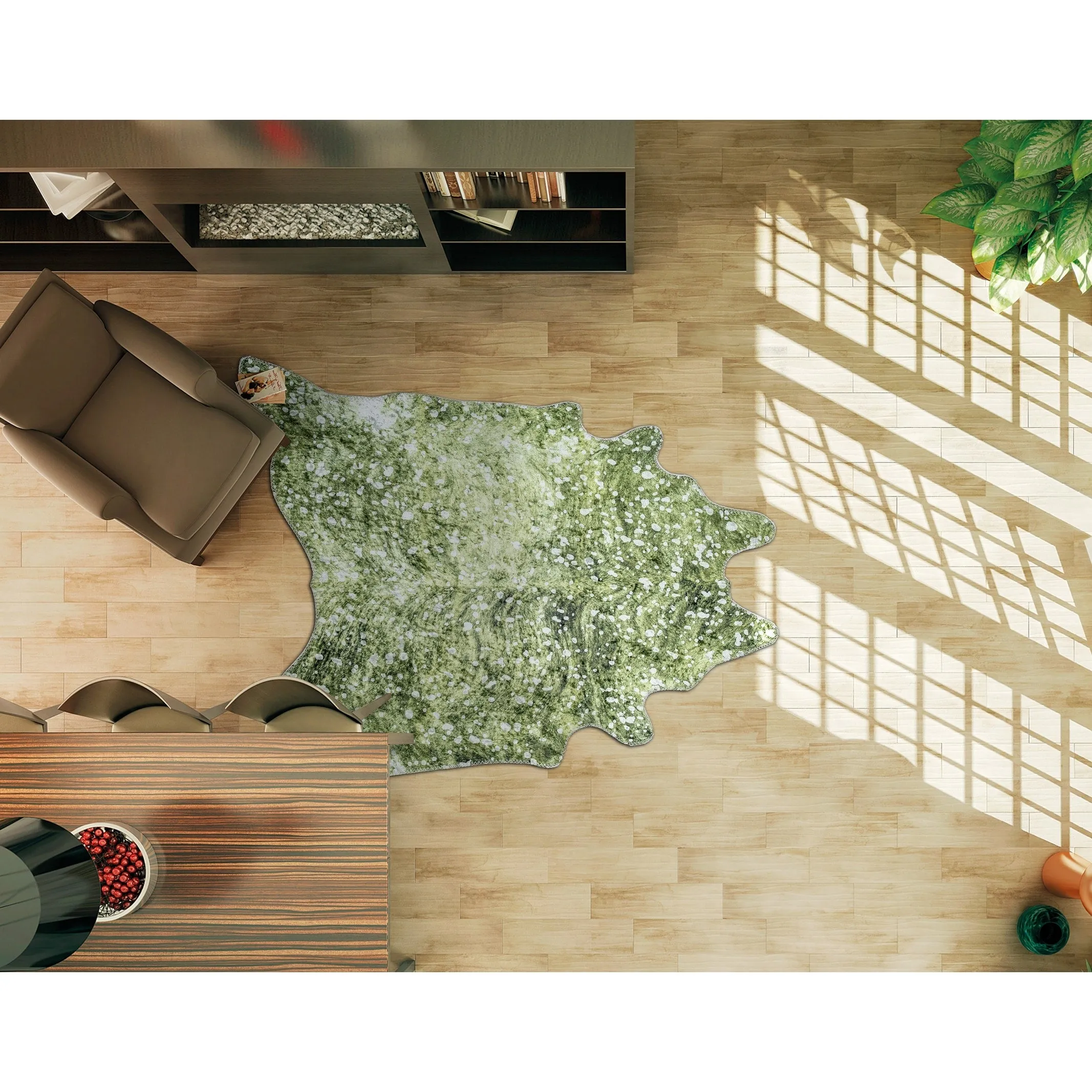 Rio Collection Faux Cowhide Printed Rug with Foil Accents