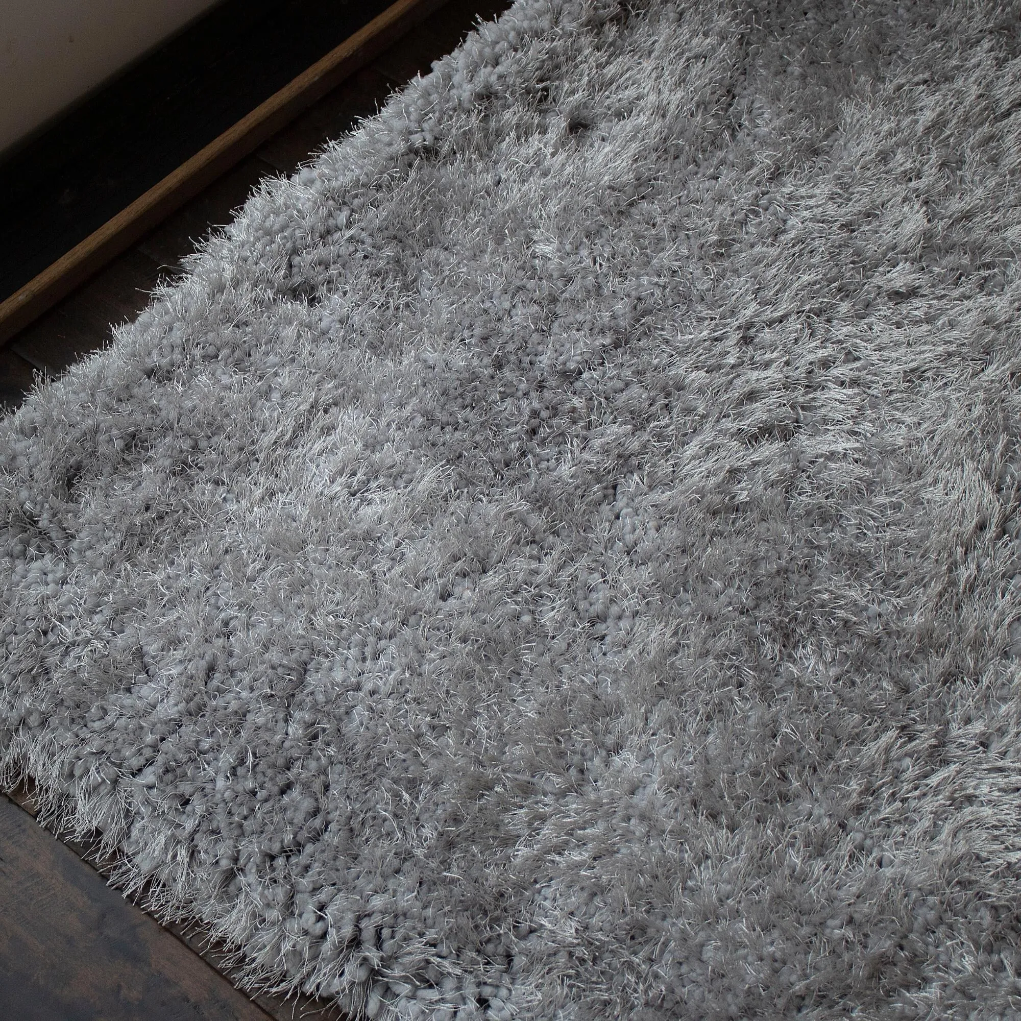 Romance Collection 1-inch Pile Large Shag Area Rug Silver Light Gray