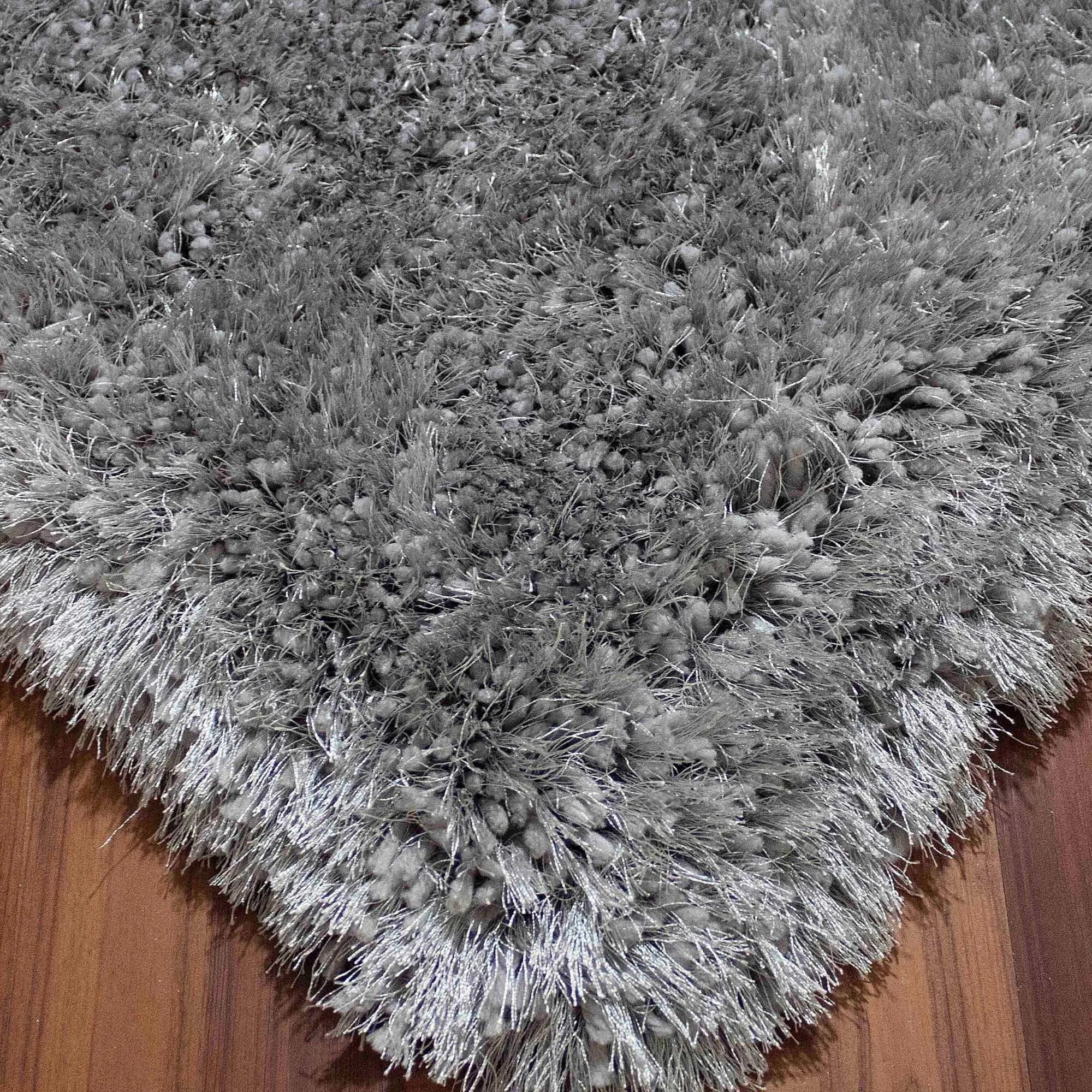 Romance Collection 1-inch Pile Large Shag Area Rug Silver Light Gray