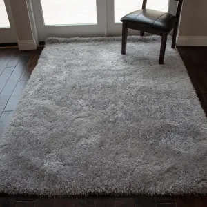 Romance Collection 1-inch Pile Large Shag Area Rug Silver Light Gray