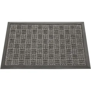 Rubber-Cal Wellington Rubber Backed Carpet Doormat - 3 x 5 feet - Charcoal Polypropylene Mat