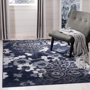 SAFAVIEH Adirondack Roxy Damask Floral Distressed Rug - Navy/Silver - 8' x 10'