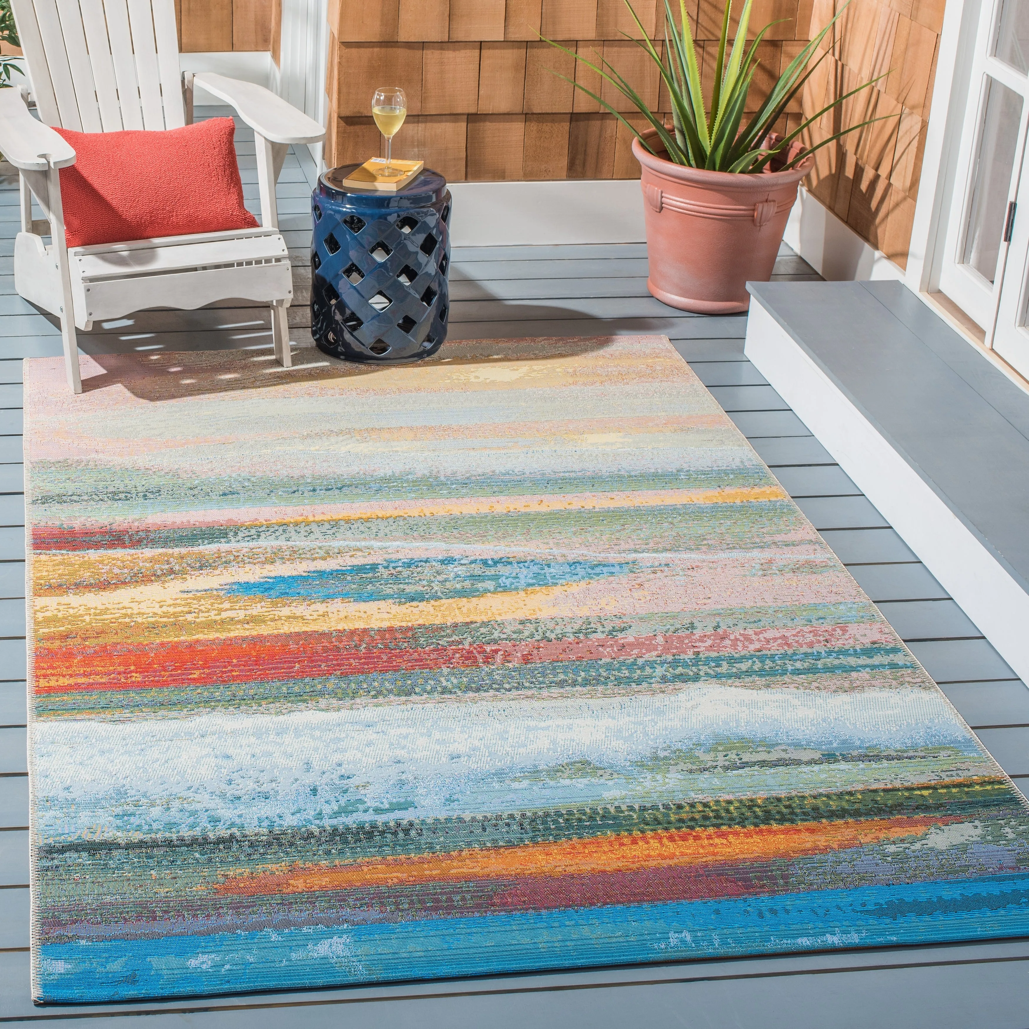 SAFAVIEH Barbados Aviva Tropical Indoor/ Outdoor WaterproofPatio Backyard Rug