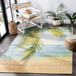 SAFAVIEH Barbados Egzona Tropical Indoor/ Outdoor Waterproof Patio Backyard Rug - Gold/Blue - 4' x 6'