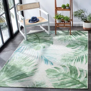 SAFAVIEH Barbados Nairne Tropical Indoor/ Outdoor Waterproof Patio Backyard Rug - Green/Teal - 4' x 6'