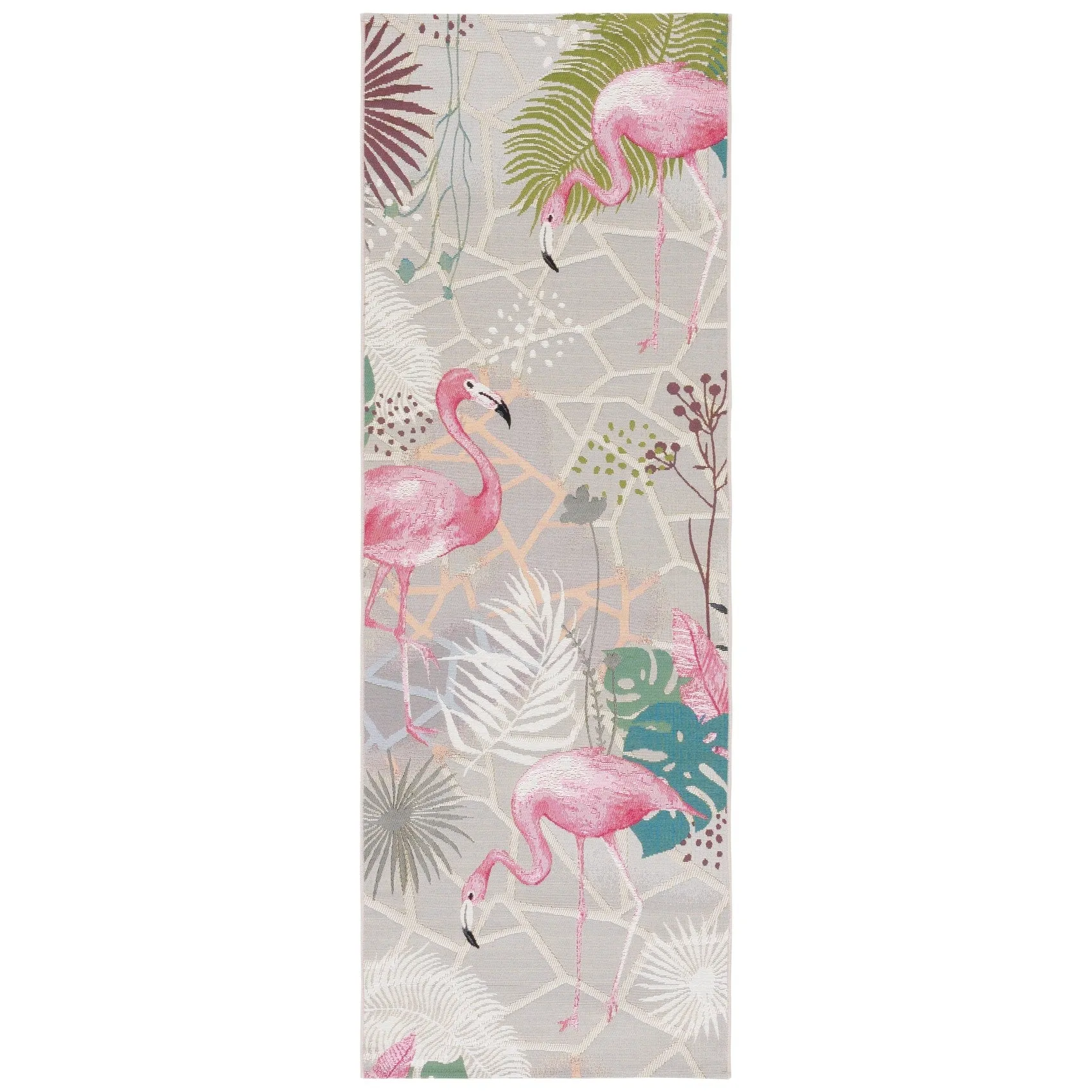 SAFAVIEH Barbados Vivianne Tropical Indoor/ Outdoor Waterproof Patio Backyard Rug - Grey/Pink - 2'8 x 10'5 Runner