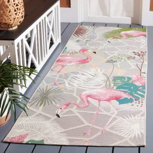 SAFAVIEH Barbados Vivianne Tropical Indoor/ Outdoor Waterproof Patio Backyard Rug - Grey/Pink - 2'8 x 10'5 Runner