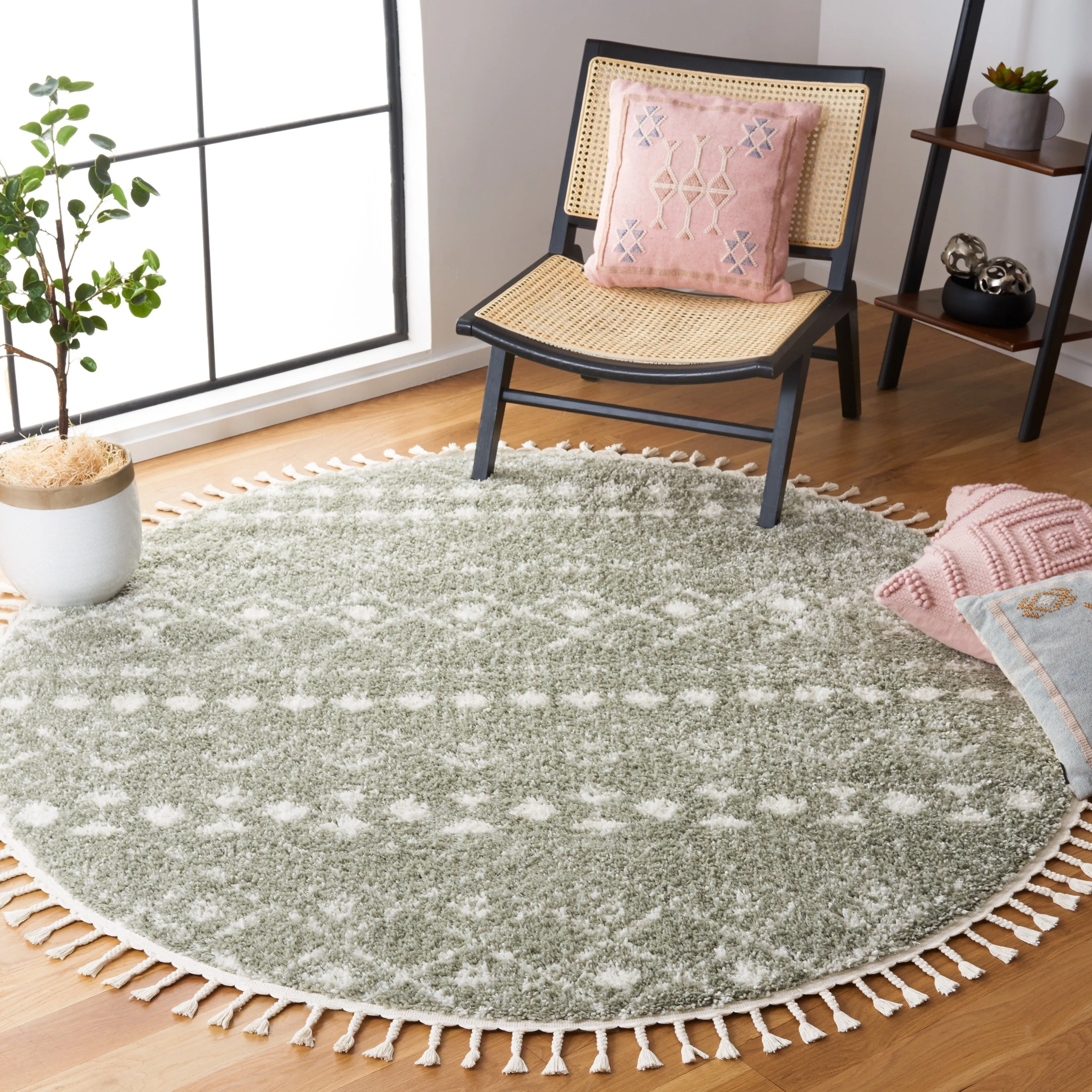 SAFAVIEH Berber Fringe Dashurije Leatha Trellis Rug