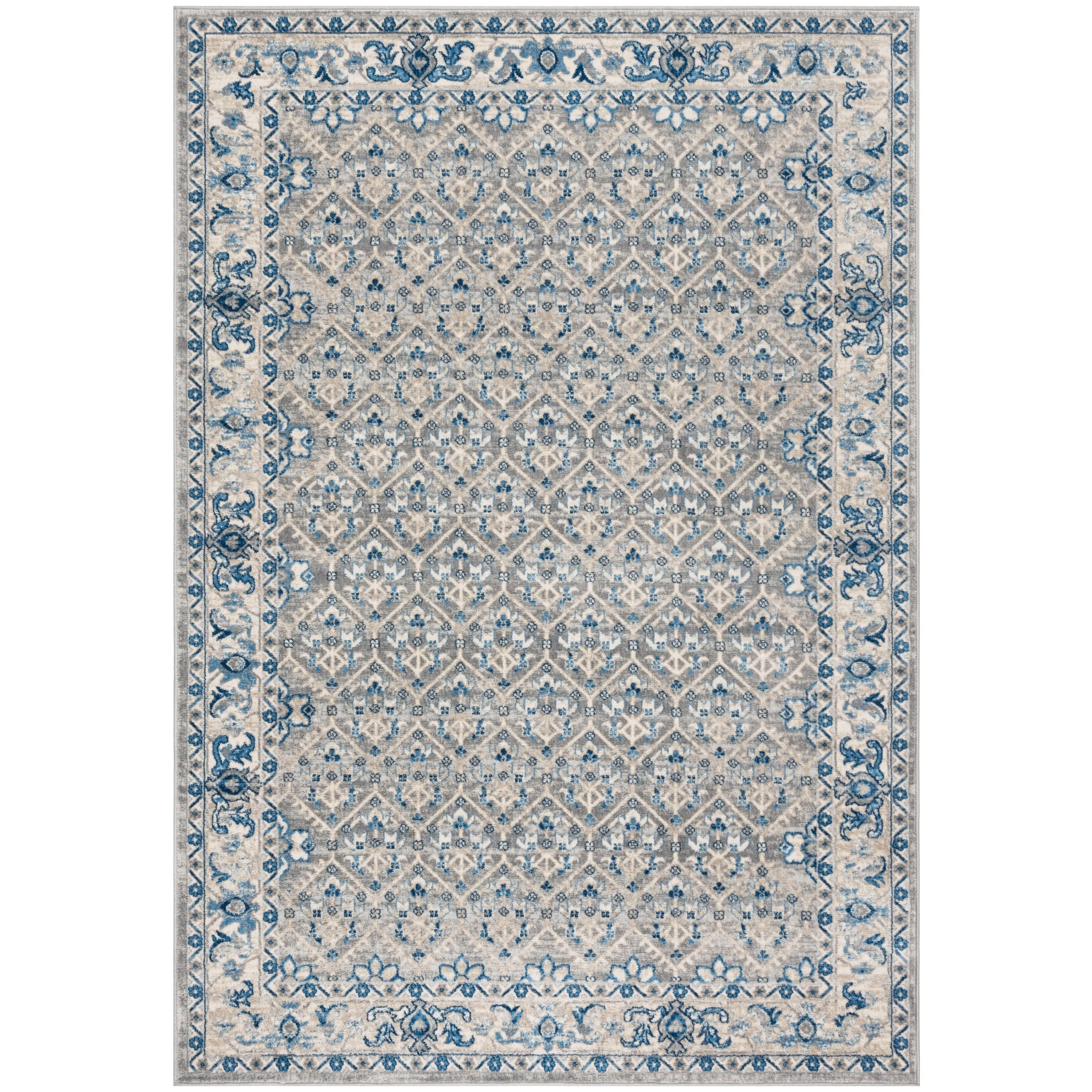 SAFAVIEH Brentwood Dile Oriental Damask Trellis Rug - Light Grey/Blue - 9' x 12'