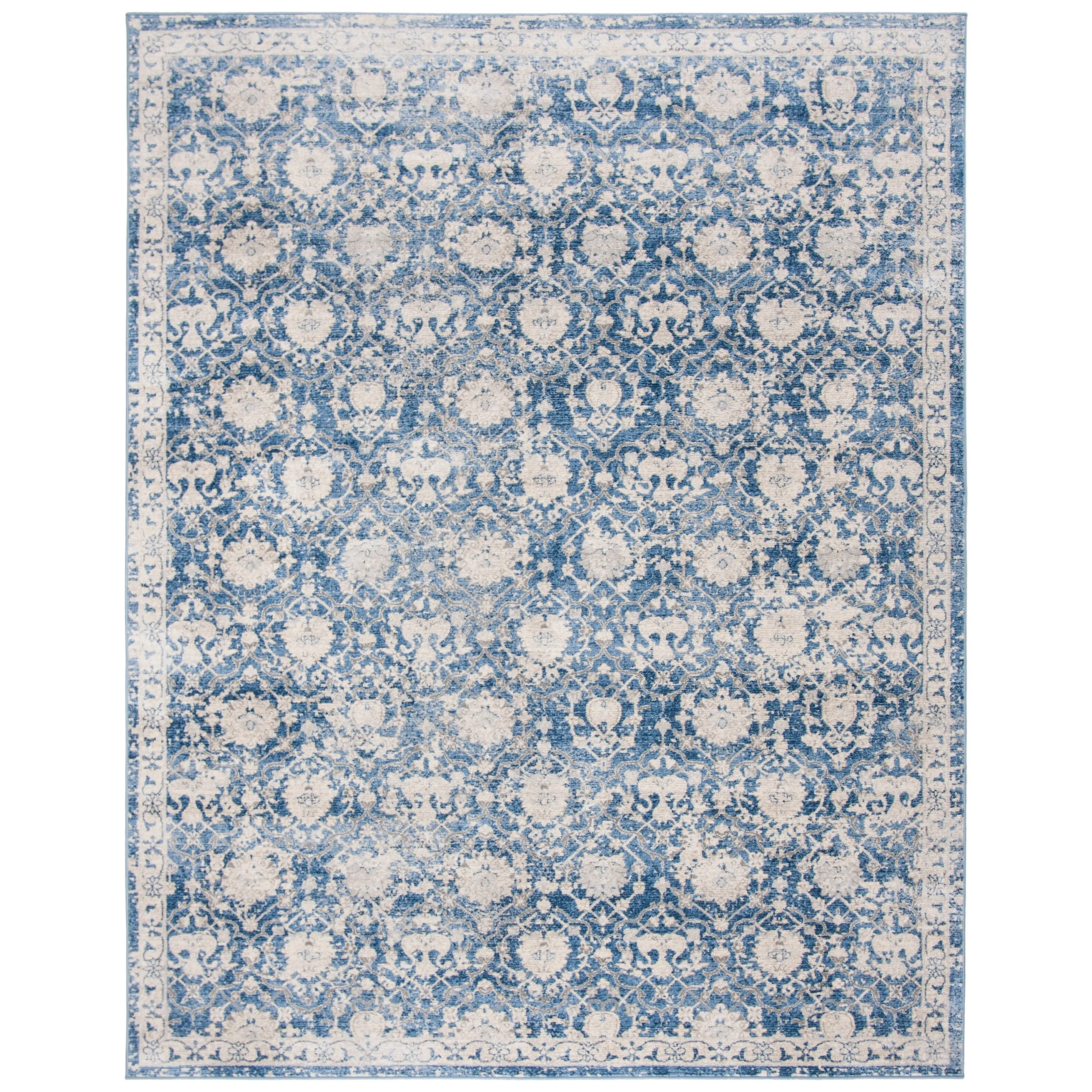SAFAVIEH Brentwood Flo Traditional Oriental Rug - Navy/Creme - 6' x 9'