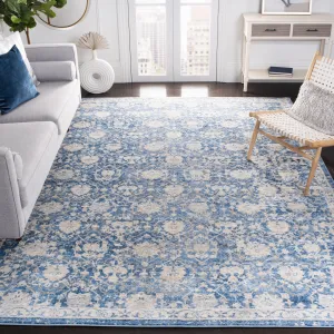 SAFAVIEH Brentwood Flo Traditional Oriental Rug - Navy/Creme - 6' x 9'