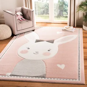 SAFAVIEH Carousel Kids Njomeza Bunny Rug - Pink/Ivory - 3' 3 x 5' 3