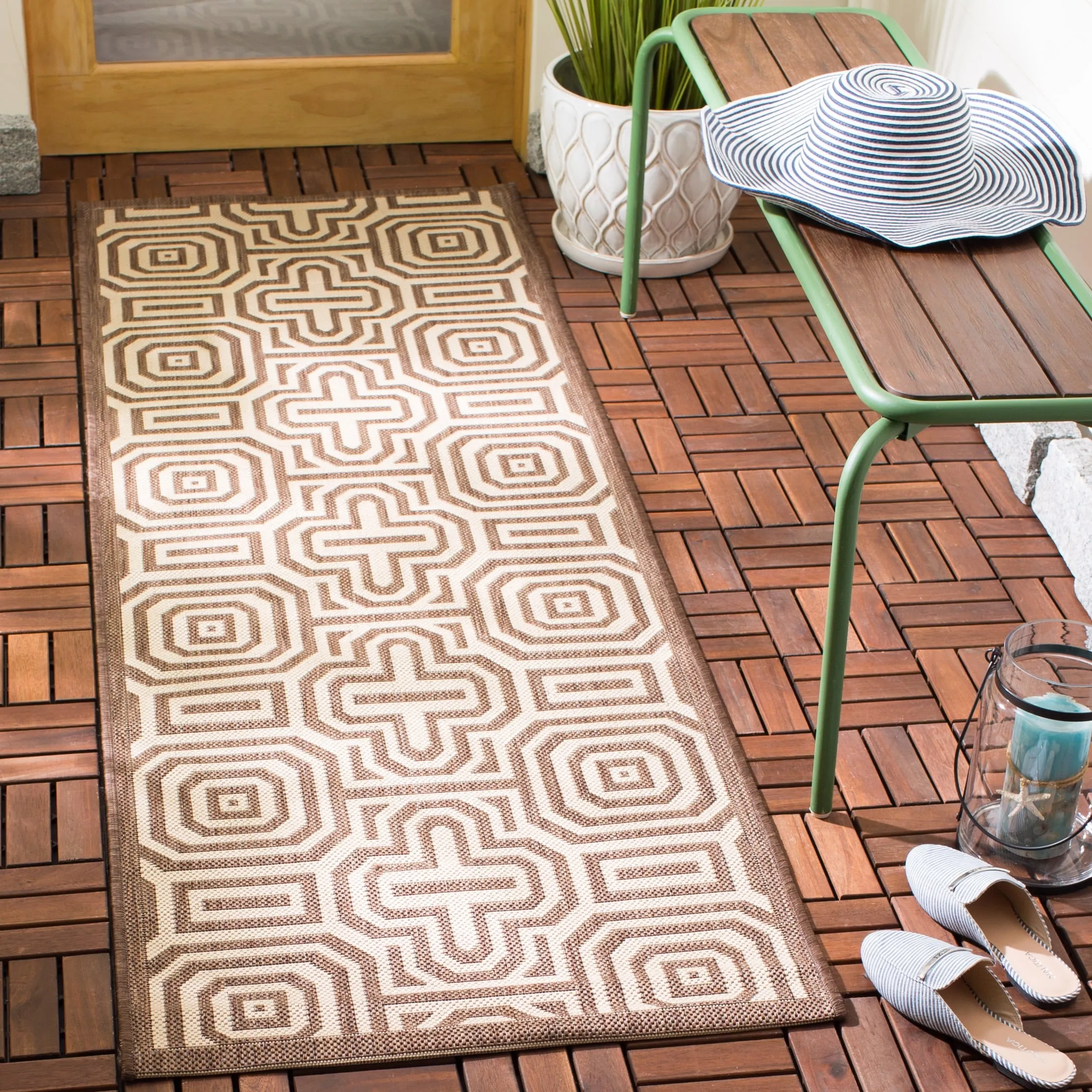 SAFAVIEH Courtyard Billye Indoor/ Outdoor Waterproof Patio Backyard Rug