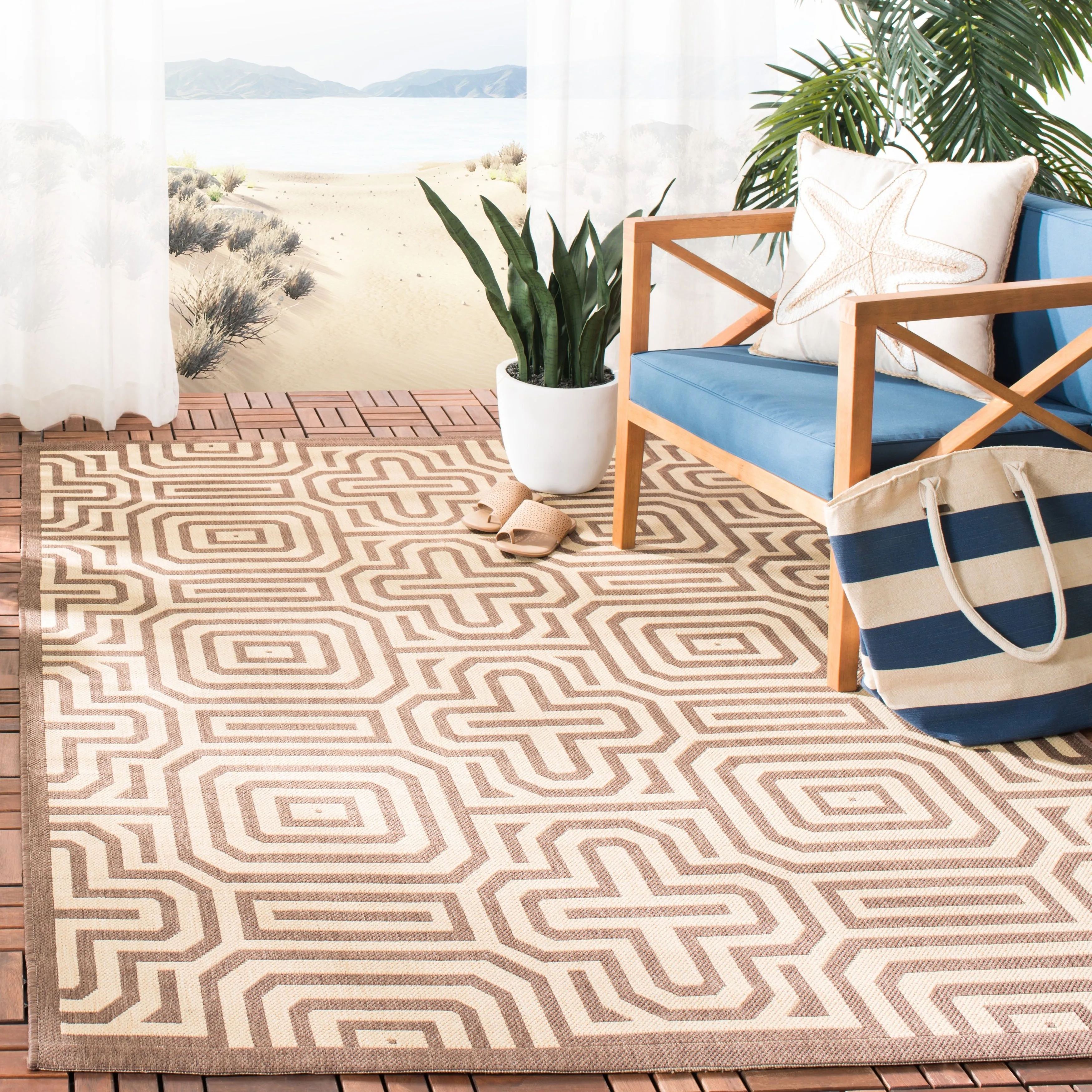 SAFAVIEH Courtyard Billye Indoor/ Outdoor Waterproof Patio Backyard Rug
