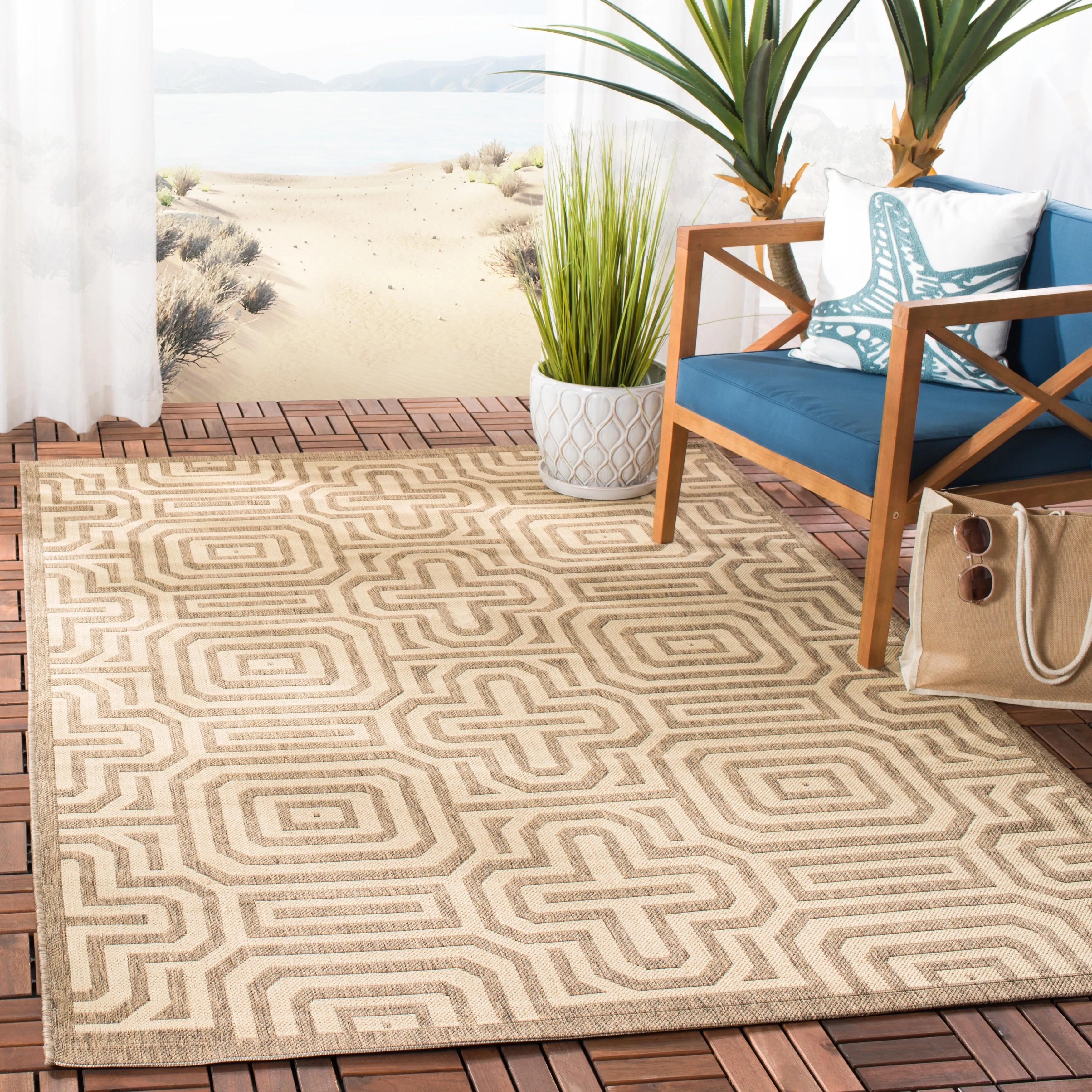 SAFAVIEH Courtyard Billye Indoor/ Outdoor Waterproof Patio Backyard Rug