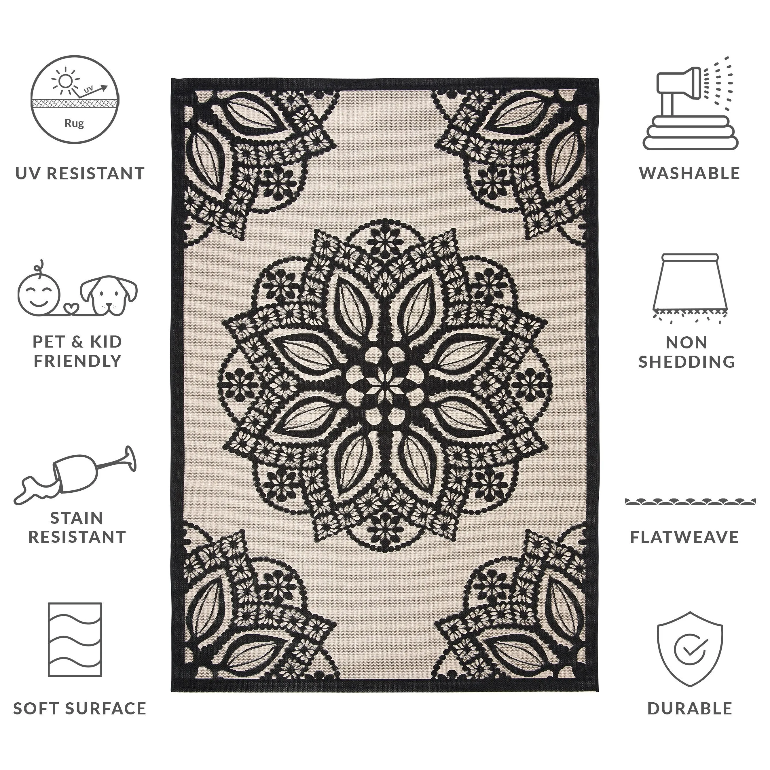 SAFAVIEH Courtyard Bosiljka Waterproof Backyard Patio Rug