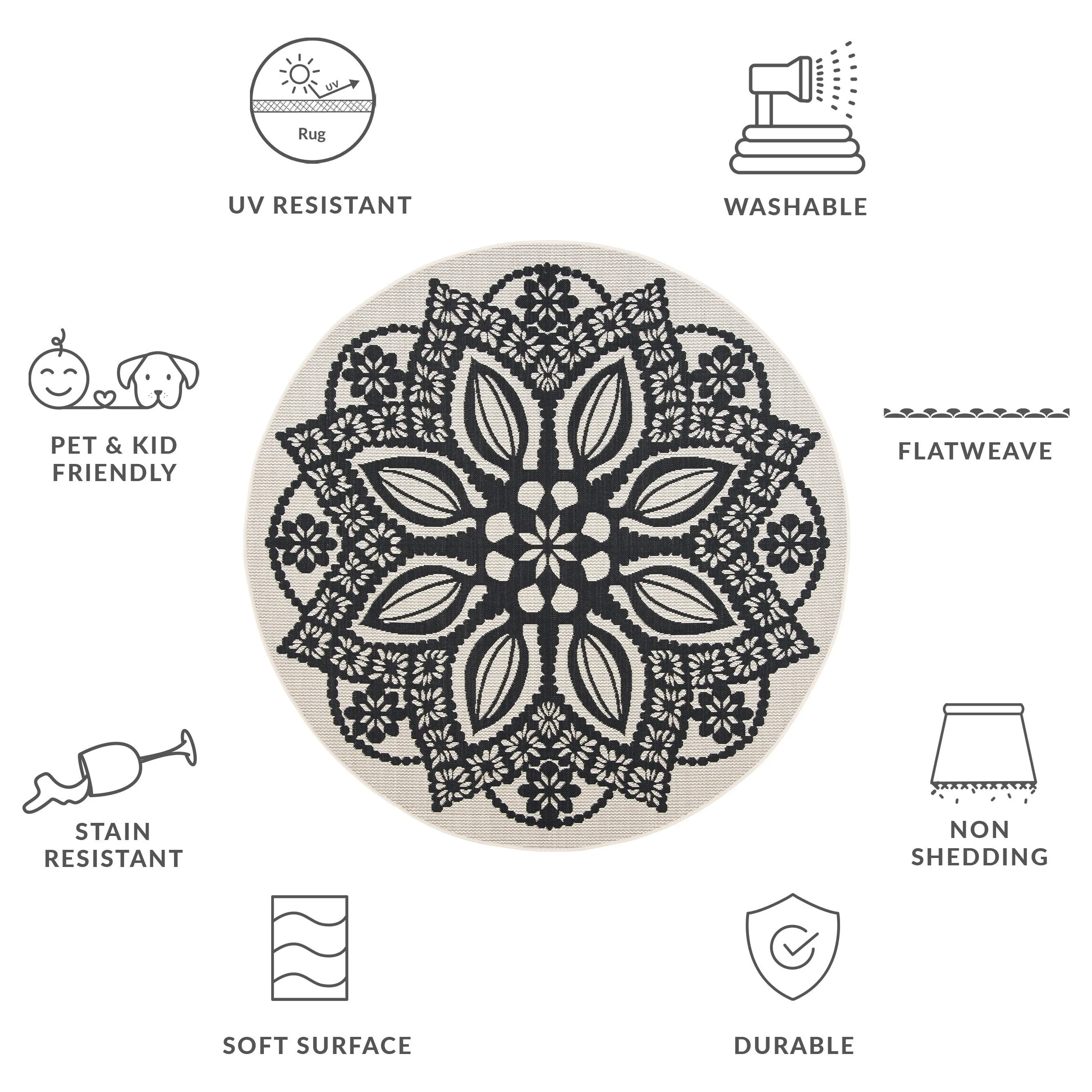 SAFAVIEH Courtyard Bosiljka Waterproof Backyard Patio Rug