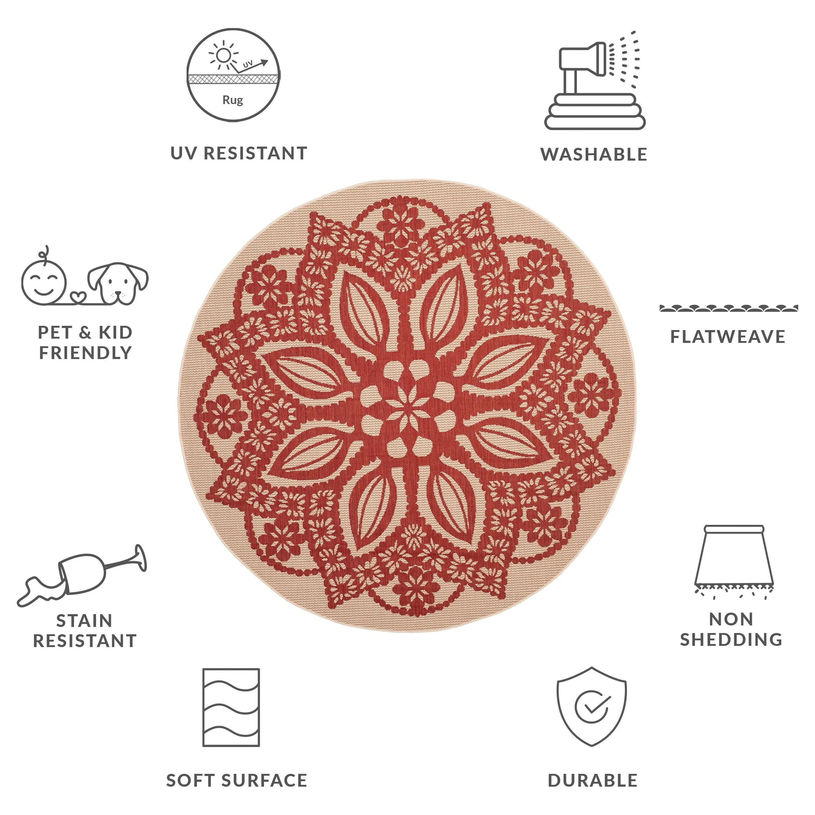 SAFAVIEH Courtyard Bosiljka Waterproof Backyard Patio Rug