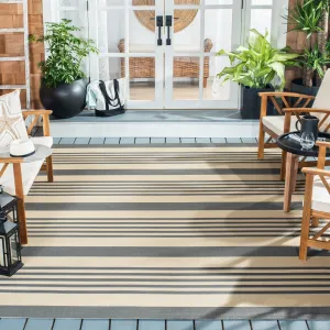 SAFAVIEH Courtyard Charmaine Indoor/ Outdoor Waterproof Area Rug - Grey/Bone - 6'7 Square