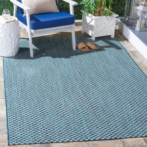 SAFAVIEH Courtyard Judi Indoor/ Outdoor Patio Backyard Rug - Turquoise/Light Grey - 8' x 10'