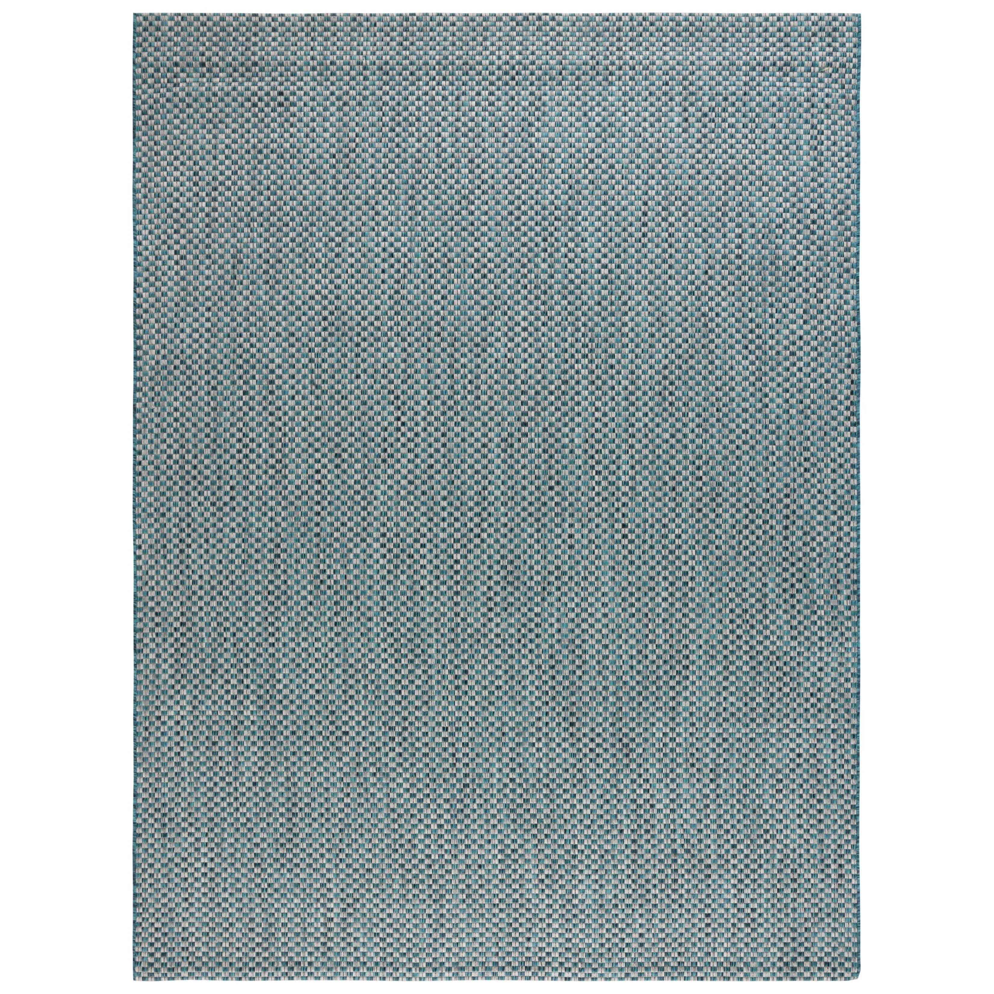 SAFAVIEH Courtyard Judi Indoor/ Outdoor Patio Backyard Rug - Turquoise/Light Grey - 8' x 10'
