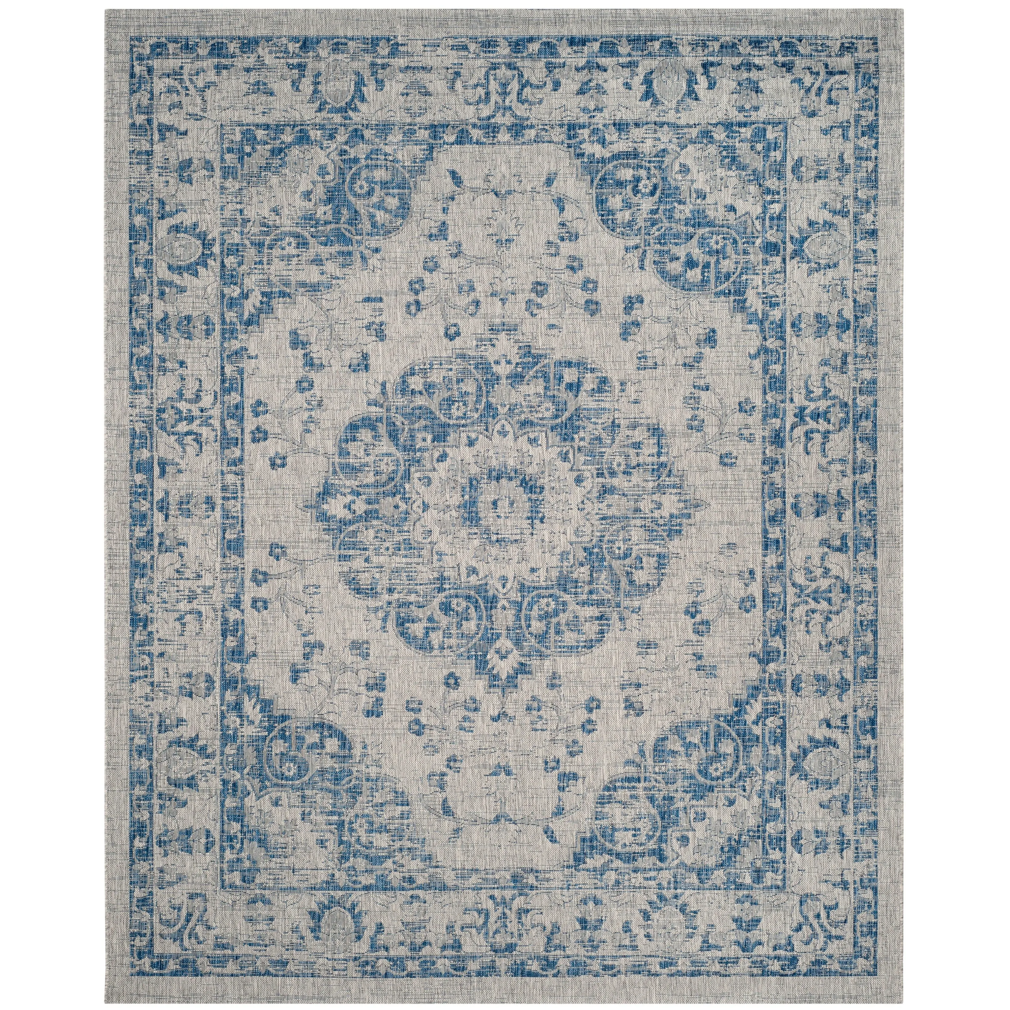 SAFAVIEH Courtyard Leokadija Indoor/ Outdoor Rug - Grey/Navy - 8' x 10'