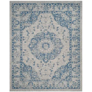 SAFAVIEH Courtyard Leokadija Indoor/ Outdoor Rug - Grey/Navy - 8' x 10'