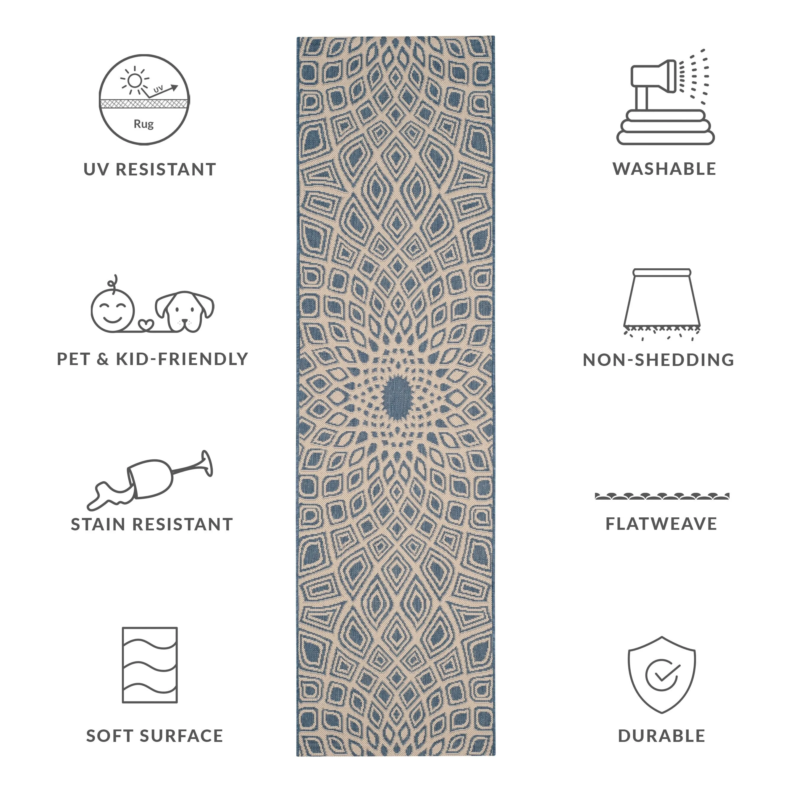 SAFAVIEH Courtyard Misako Indoor/ Outdoor Waterproof Patio Backyard Rug