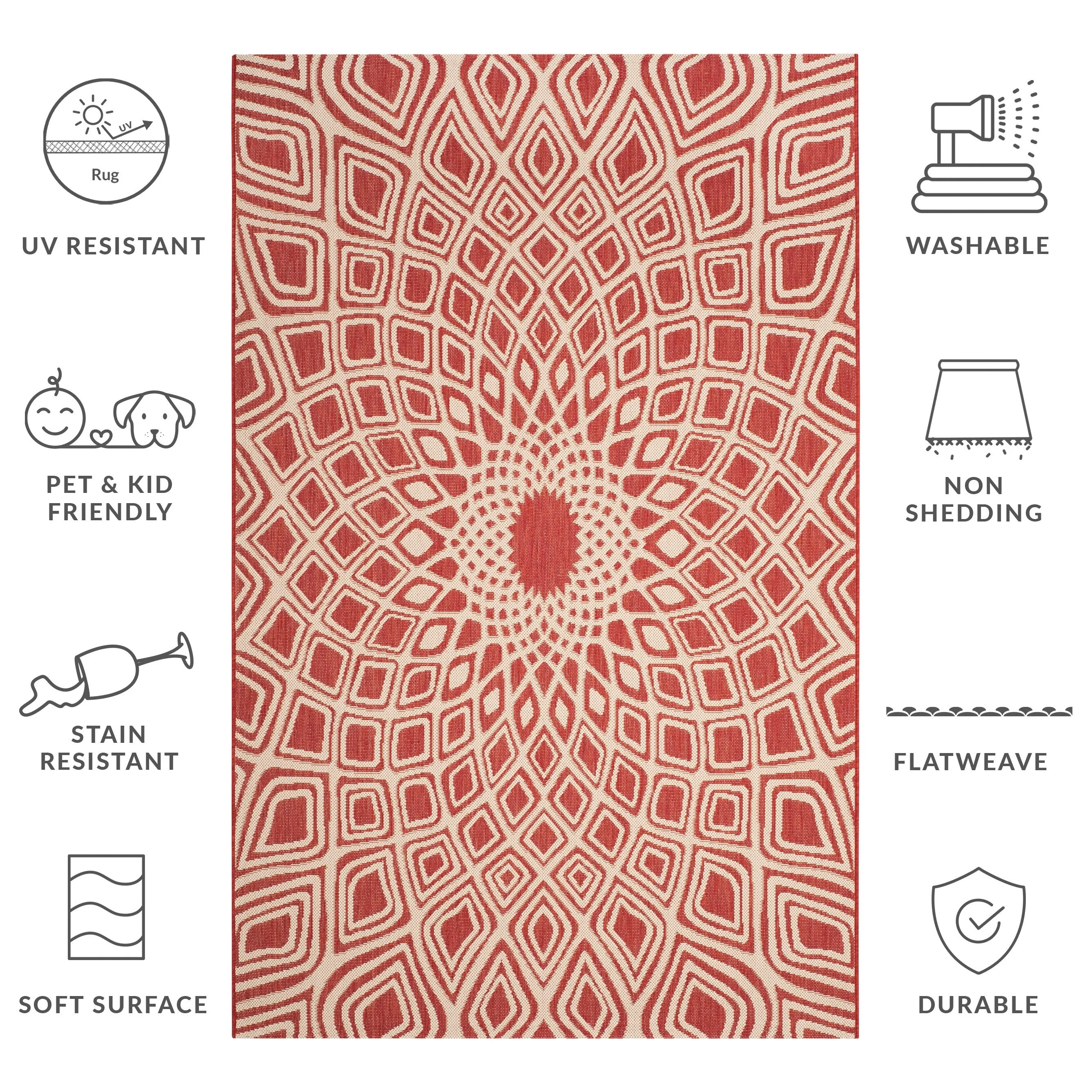 SAFAVIEH Courtyard Misako Indoor/ Outdoor Waterproof Patio Backyard Rug