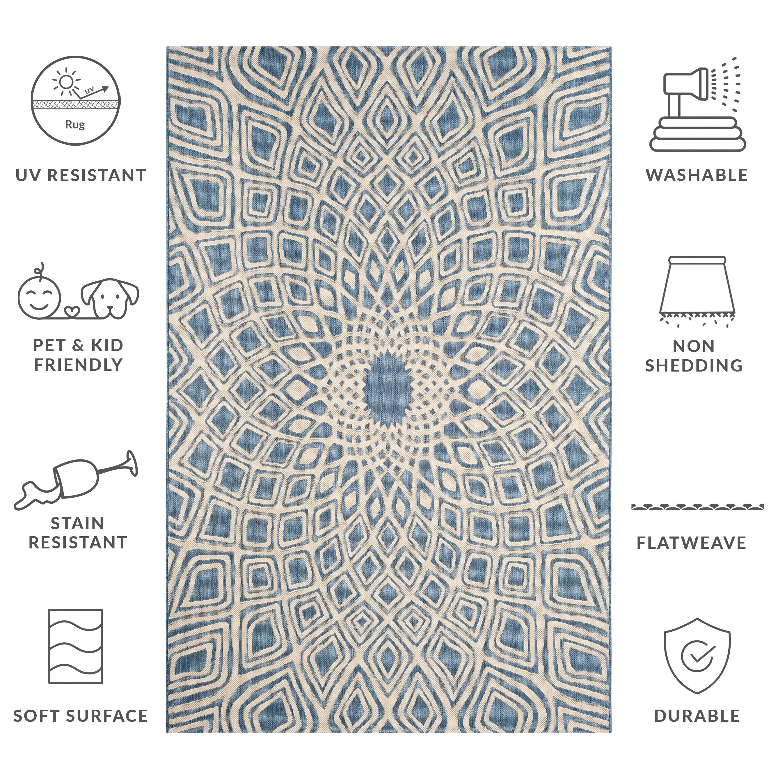 SAFAVIEH Courtyard Misako Indoor/ Outdoor Waterproof Patio Backyard Rug